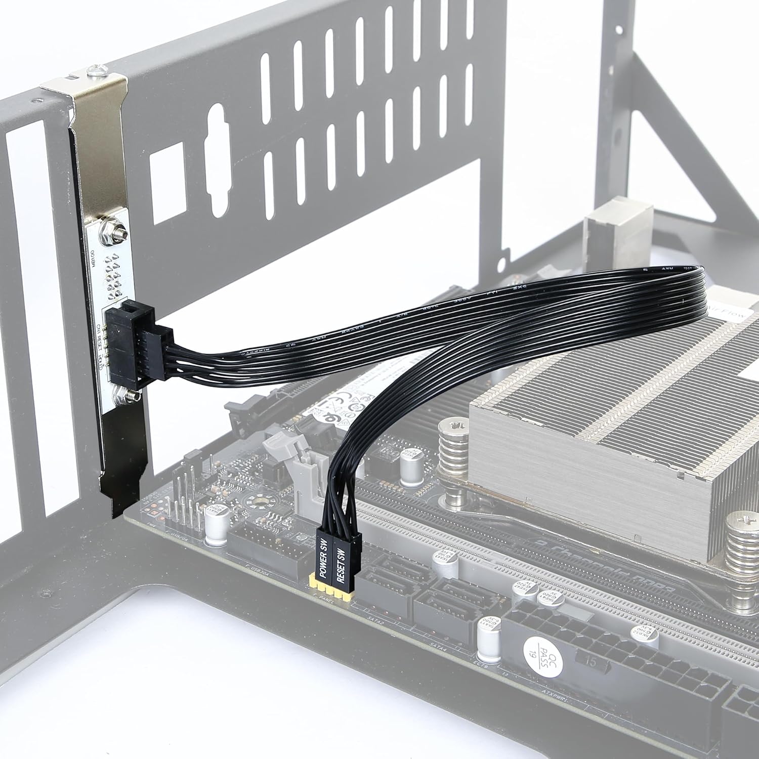 PC Power Switch Extension Cable PCIe Bracket (11.8 inch), 9-Pin Front Panel Header Adapter  *Extras*