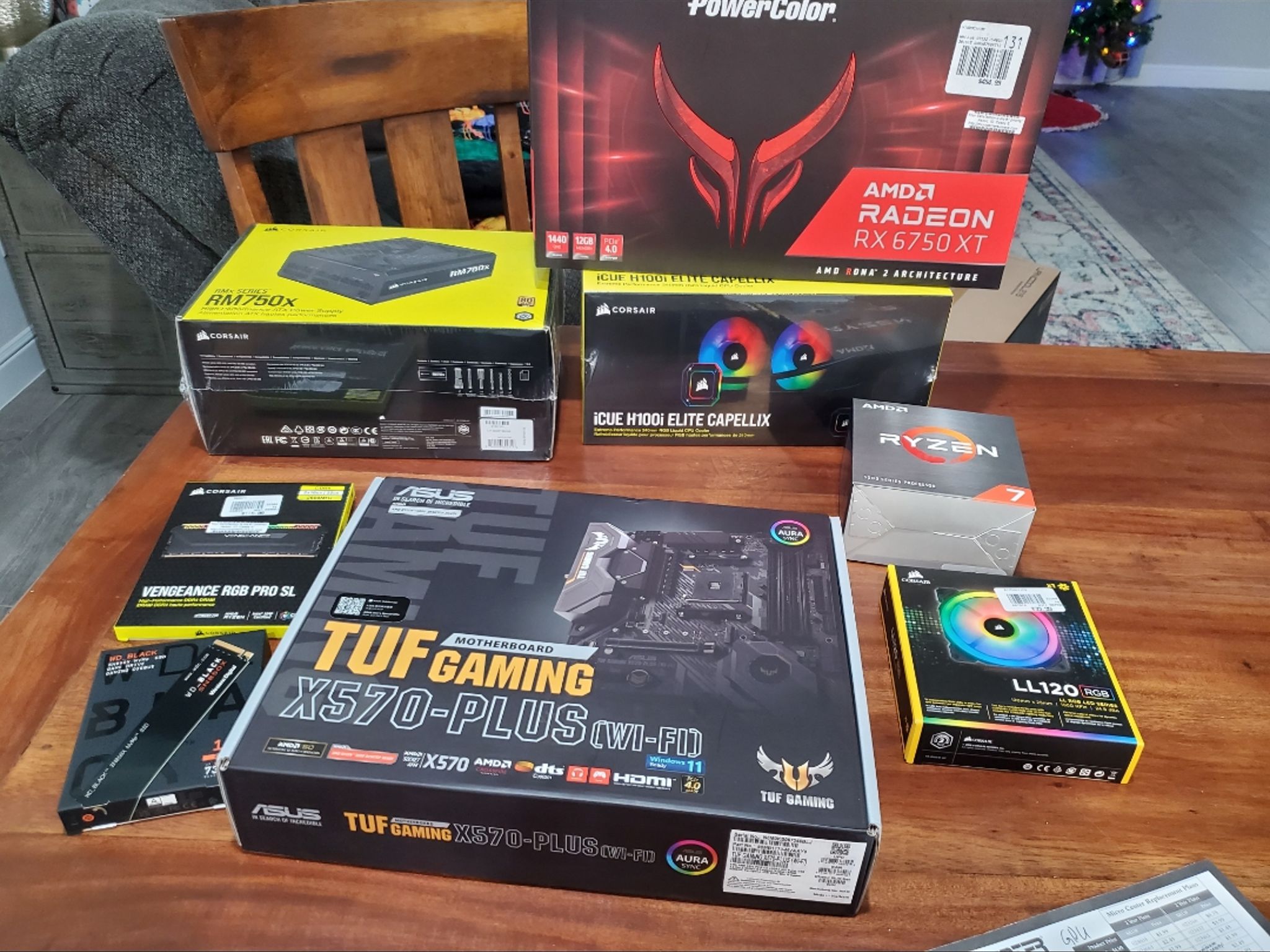 AMD 5800X, RED DEVIL RX6750XT 12G, 1TB, 32G CORSAIR VENGEANCE, TUF GAMING X570-PLUS WIFI, LIAN LI