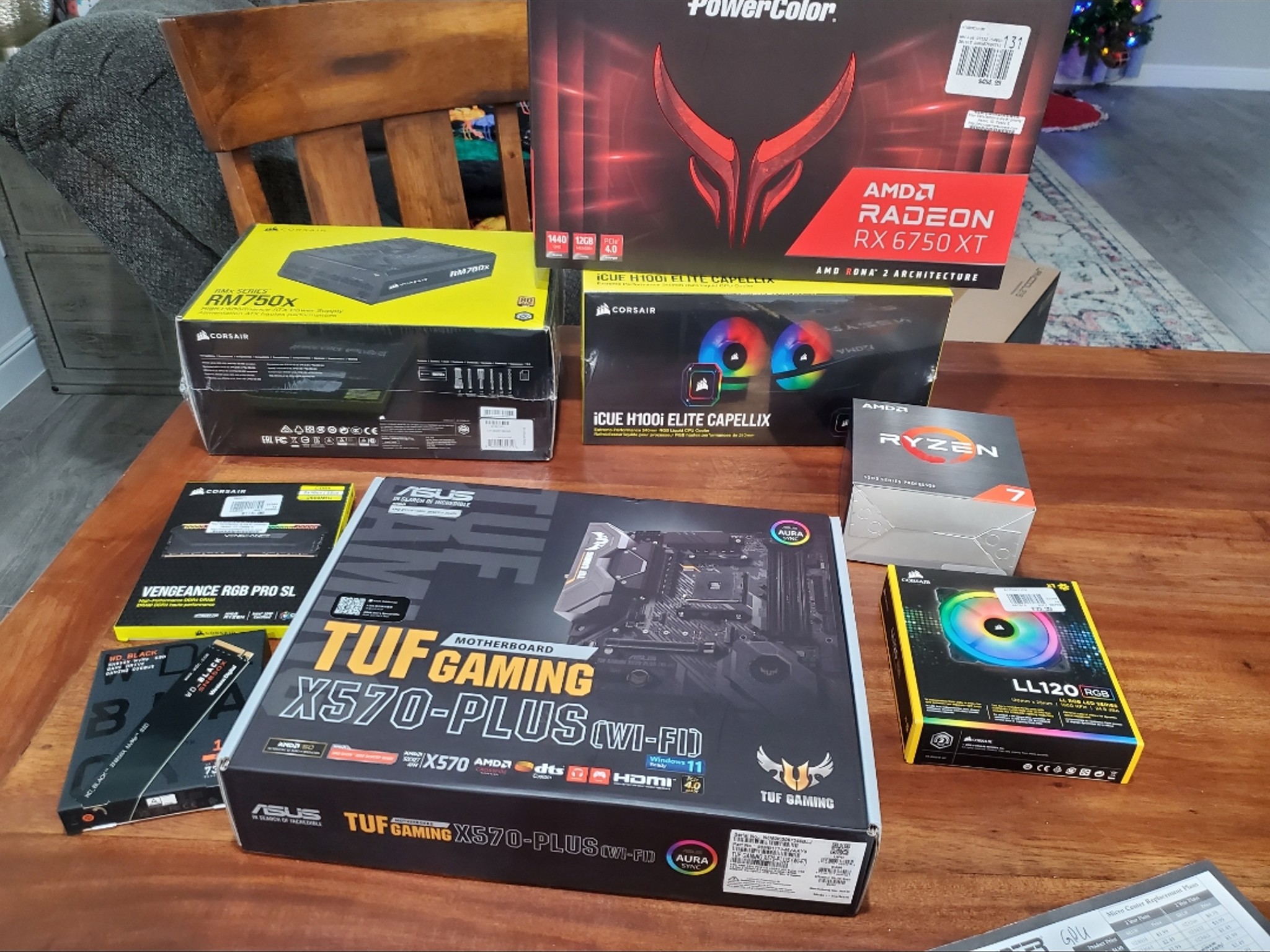 AMD 5800X, RED DEVIL RX6750XT 12G, 1TB, 32G CORSAIR VENGEANCE, TUF GAMING X570-PLUS WIFI, LIAN LI