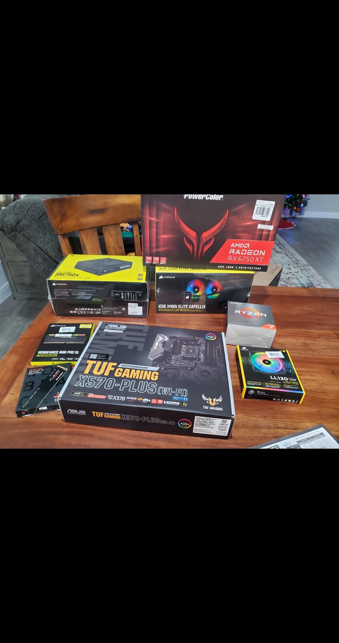 AMD 5800X, RED DEVIL RX6750XT 12G, 1TB, 32G CORSAIR VENGEANCE, TUF GAMING X570-PLUS WIFI, LIAN LI