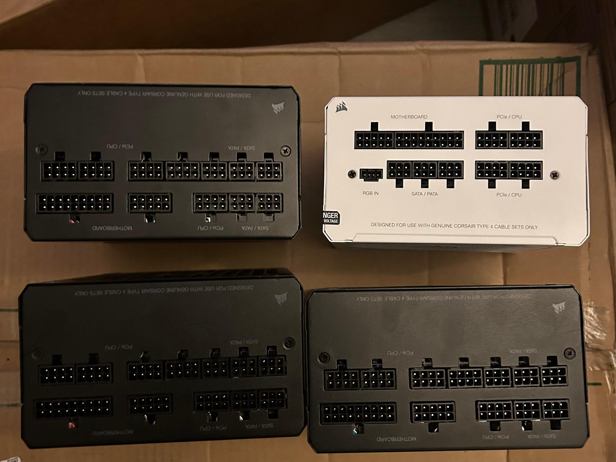 (4) Corsair Power Supplies | (2) RM850X, (1) RM750, (1) CX750F RGB