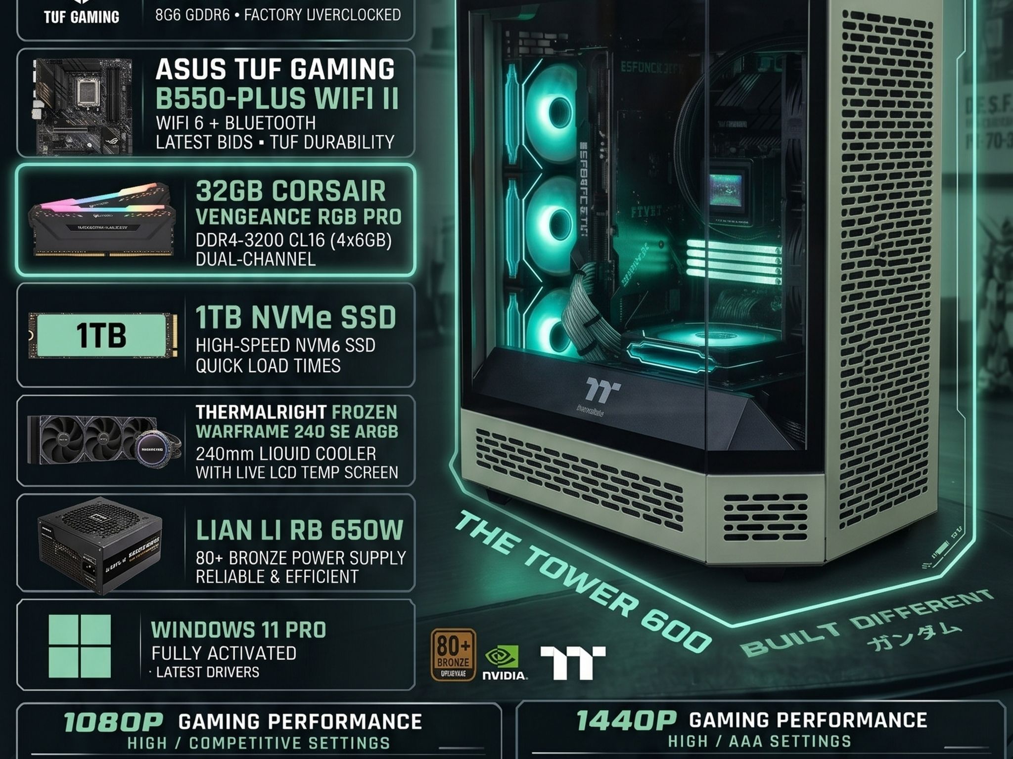 ASUS TUF Gaming PC - RTX 3070 OC, Ryzen 5 5600X3D, 32GB DDR4, 1TB NVMe, Tower 600