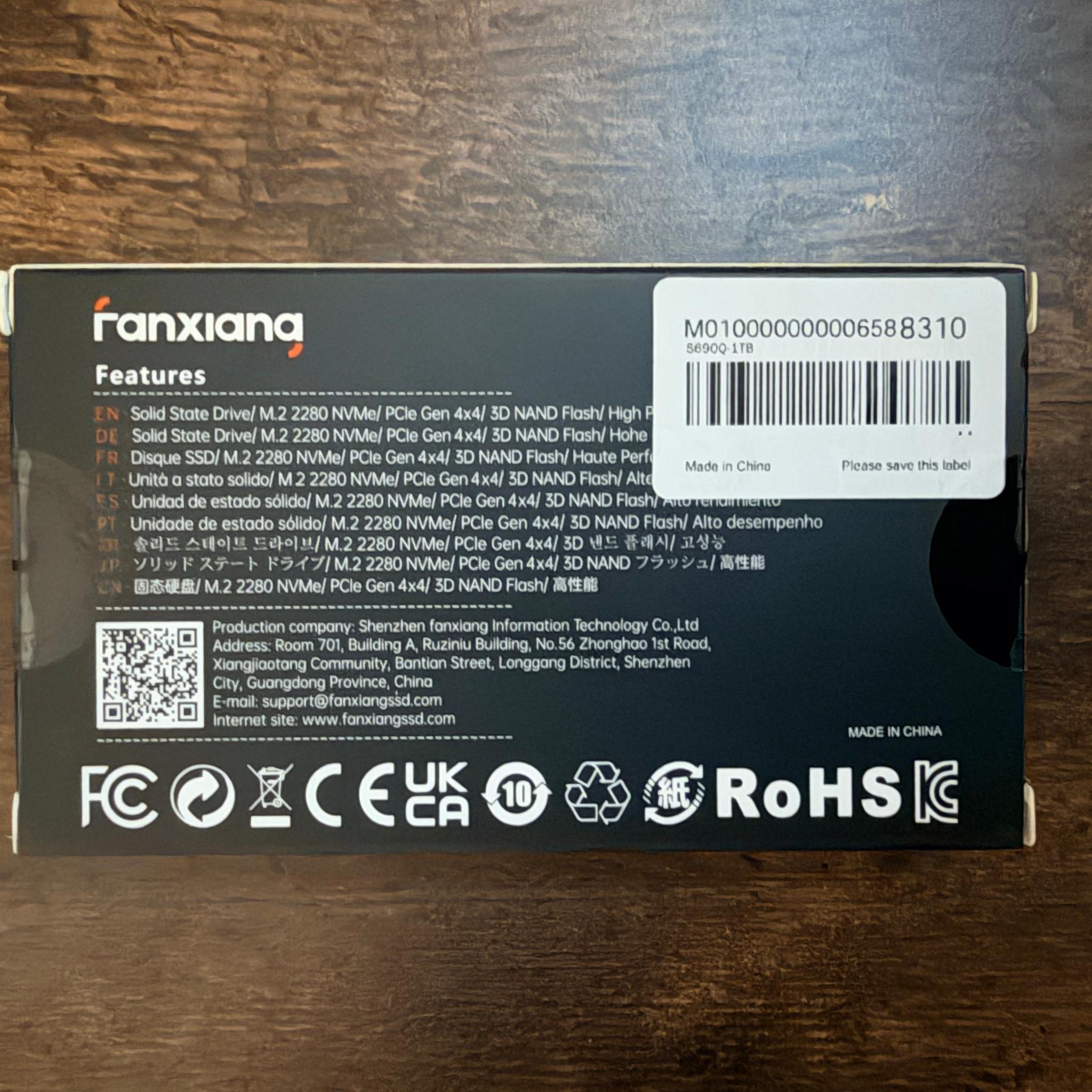 Fanxiang S690Q 1TB Gen 4x4 NVMe M.2 ssd