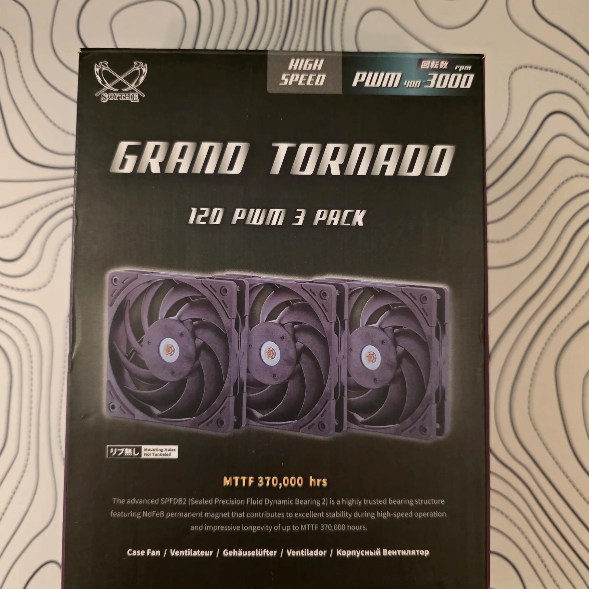 3 PACK Scythe Grand Tornado 120 PWN Full-LCP Made Computer Case Fan, 120mm x 25mm, 4-Pin Connector