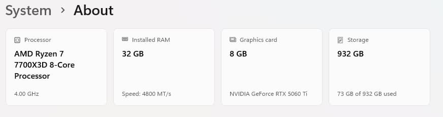 AMD X3D Ryzen 7 7700X3D 32GB DDR5 RAM GeForce RTX 5060 Ti 1TB Gen5 NVMe SSD 850W Gold Gaming PC