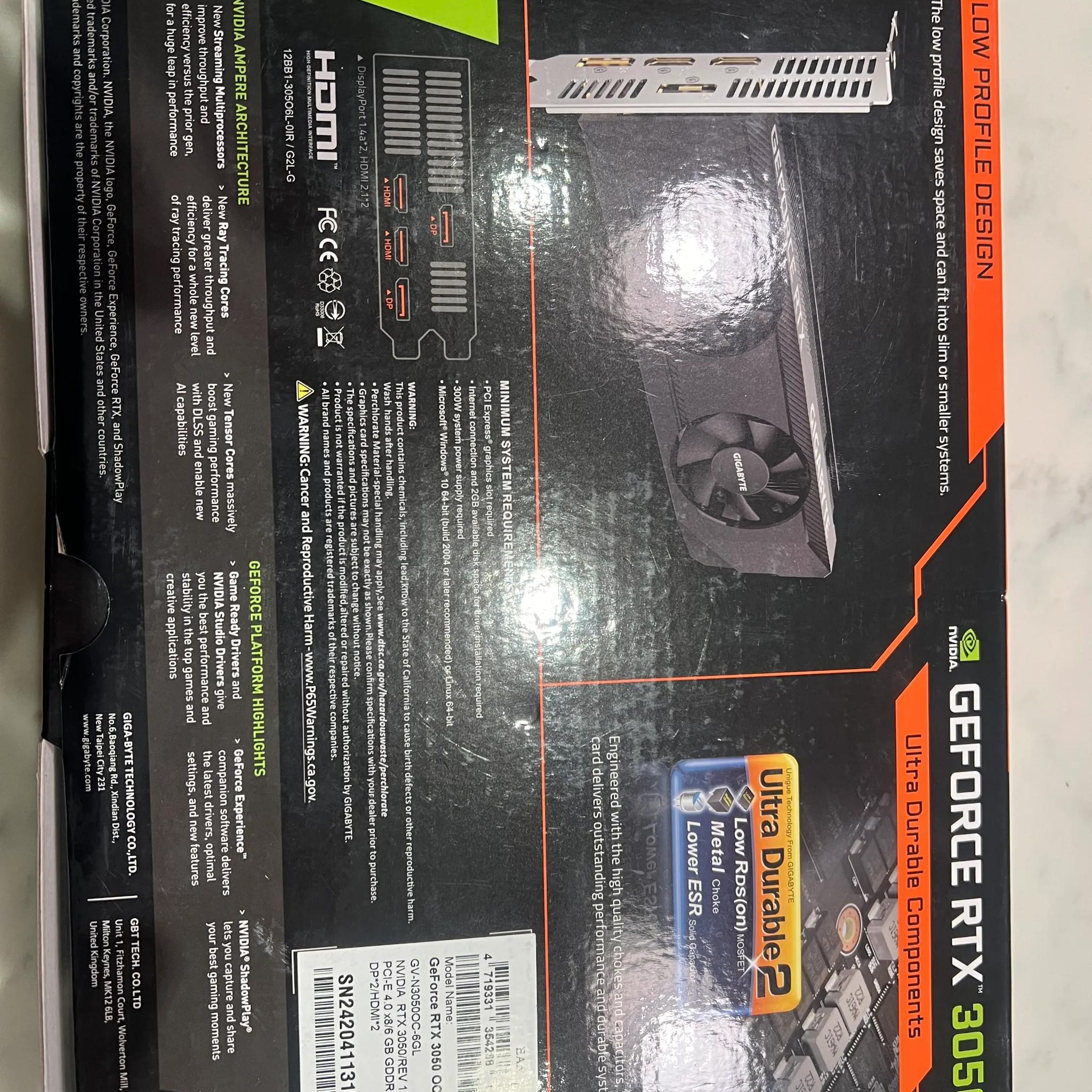 Copy of Gigabyte NVIDIA GeForce RTX 3050 Low Profile Overclocked Dual Fan 6GB GDDR6 PCIe 4.0 Grap...