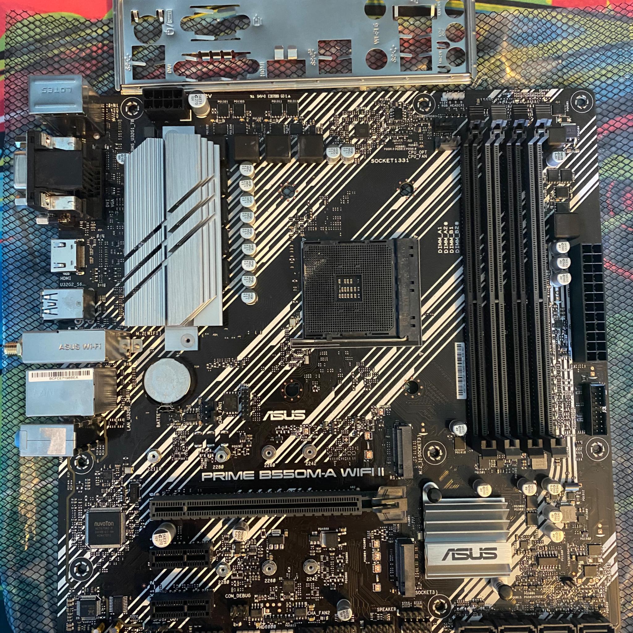 ASUS prime B-550M-A motherboard w wifi backplate and io shield(READ DESCRIPTION)
