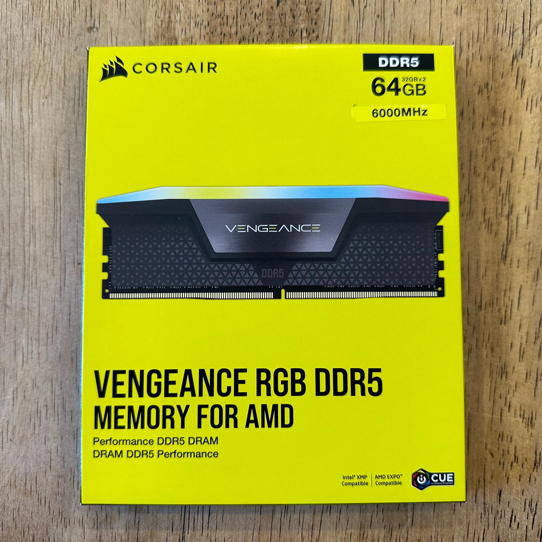 CORSAIR VENGEANCE RGB 64GB (2 x 32GB) DDR5-6000 PC5-48000 CL30