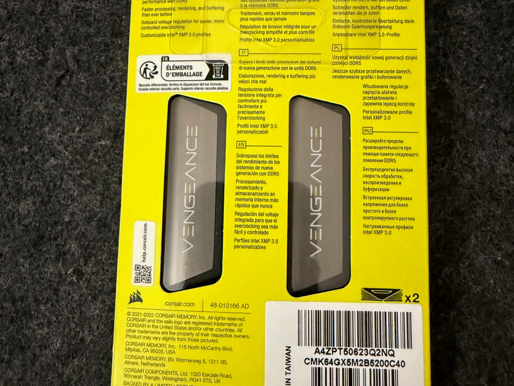 CORSAIR VENGEANCE DDR5 RAM 64GB (2x32GB) 5200MHz (CMK64GX5M2B5200C40)