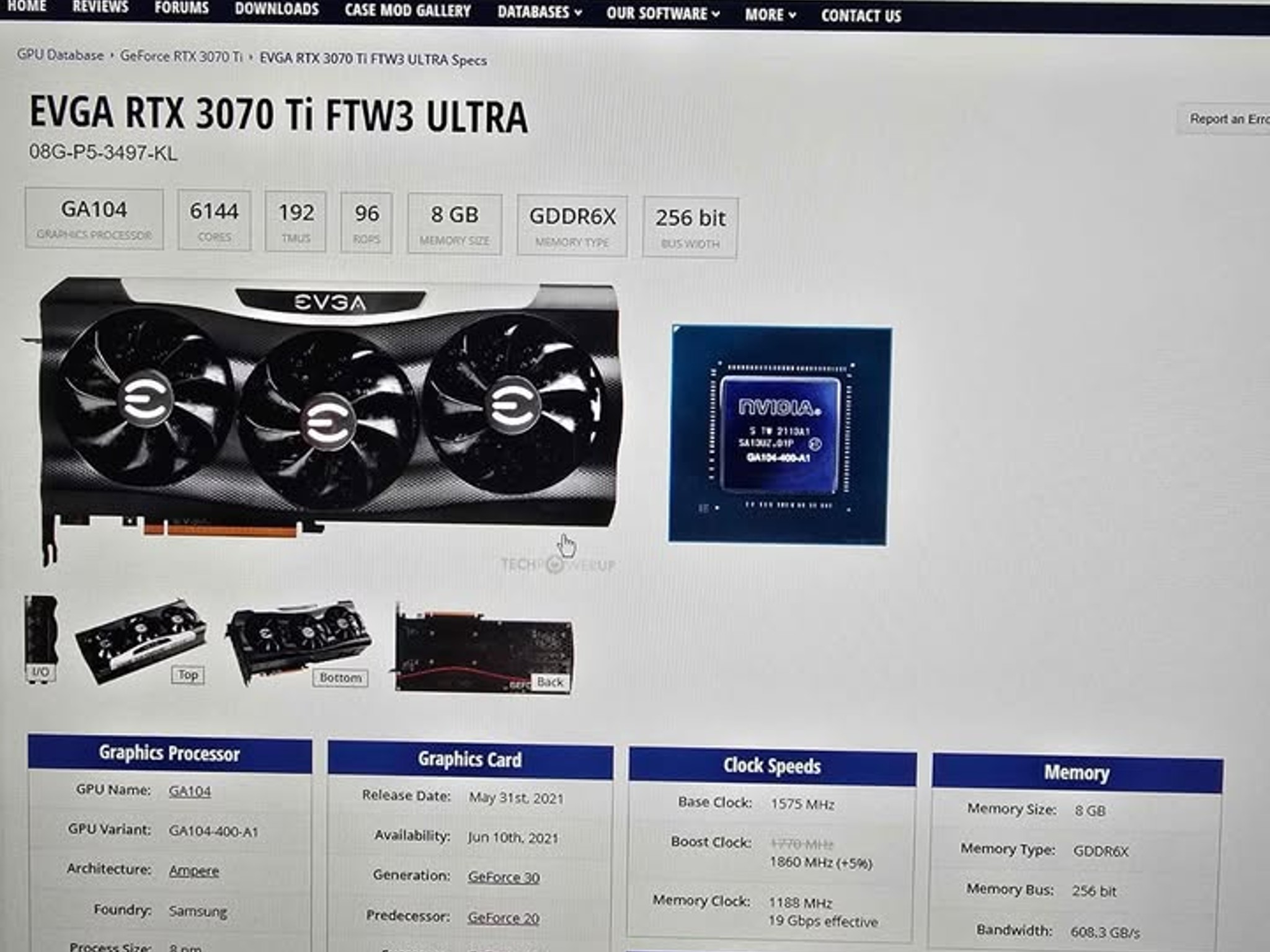 EVGA FTW3 Ultra 3070ti 8GB