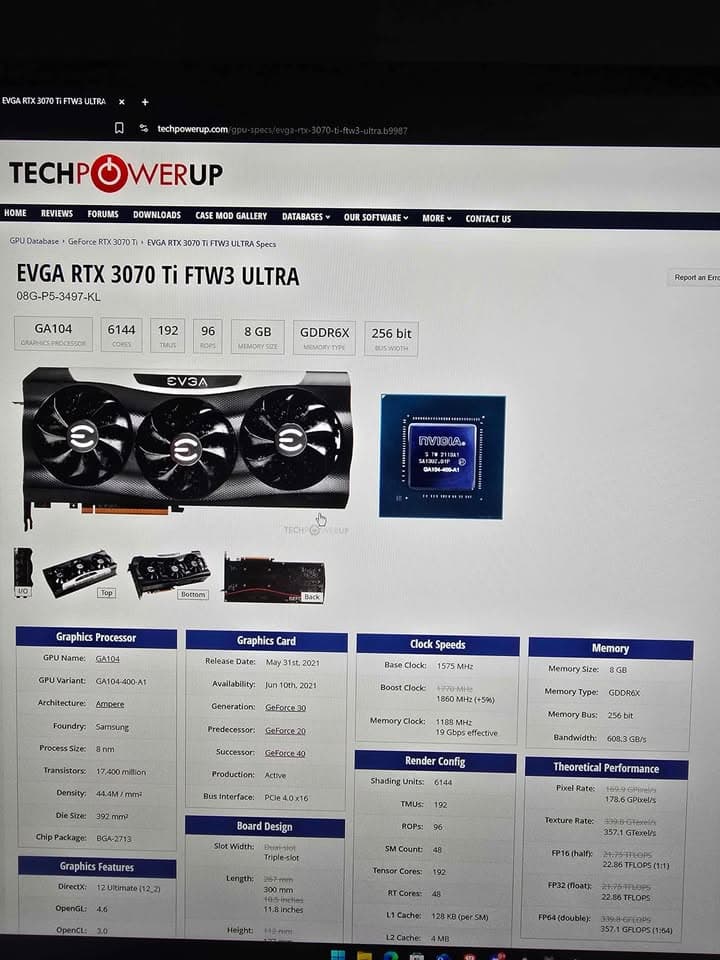 EVGA FTW3 Ultra 3070ti 8GB