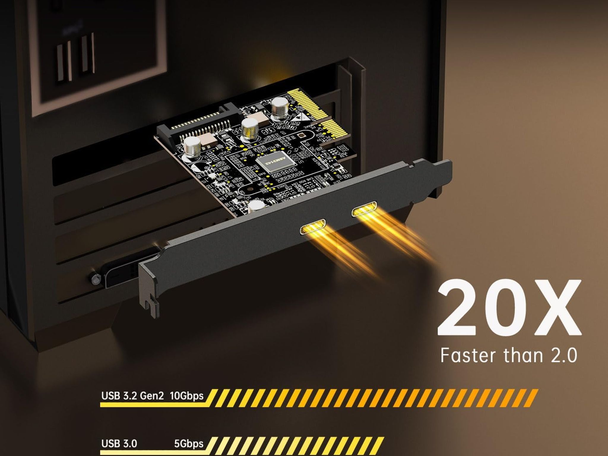 10Gbps PCIE USB C 3.2 Gen 2 Card 2-Port PCle to USB C Expansion Card PCI Express 3.0 x4 Adapter