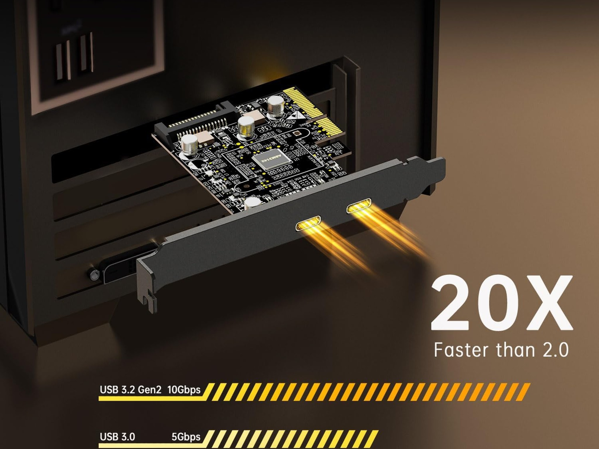 10Gbps PCIE USB C 3.2 Gen 2 Card 2-Port PCle to USB C Expansion Card PCI Express 3.0 x4 Adapter