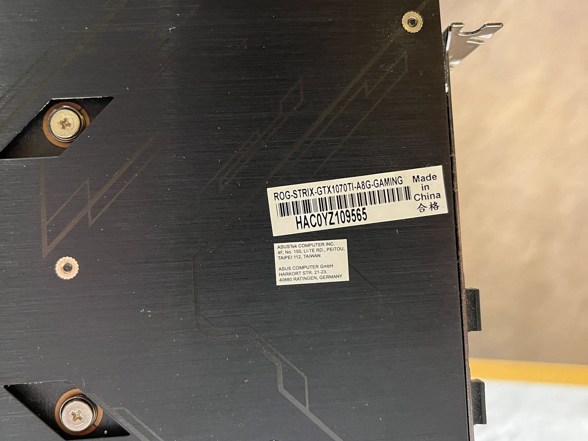 Used ASUS ROG 1070 Ti 8GB GPU