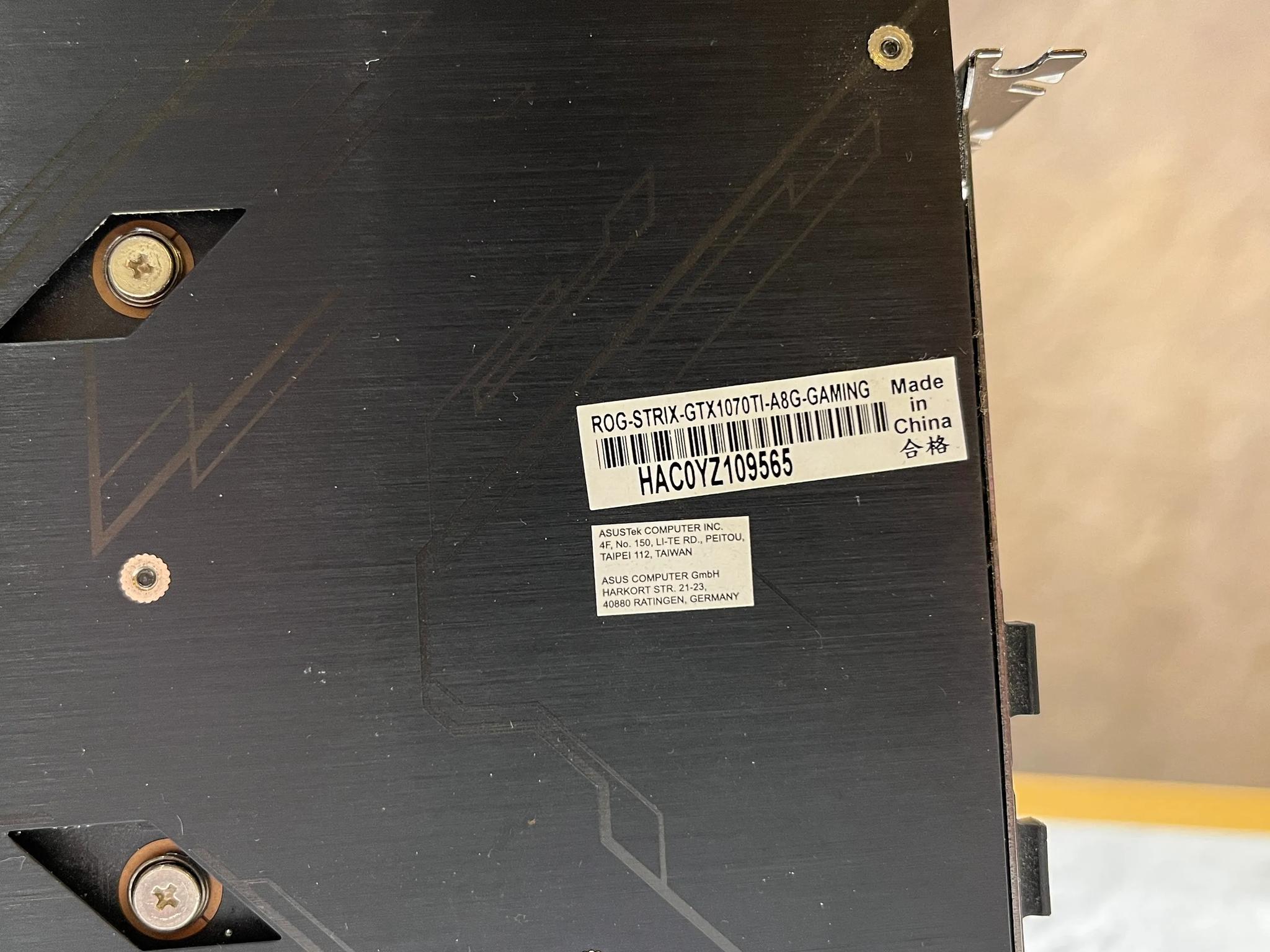 Used ASUS ROG 1070 Ti 8GB GPU