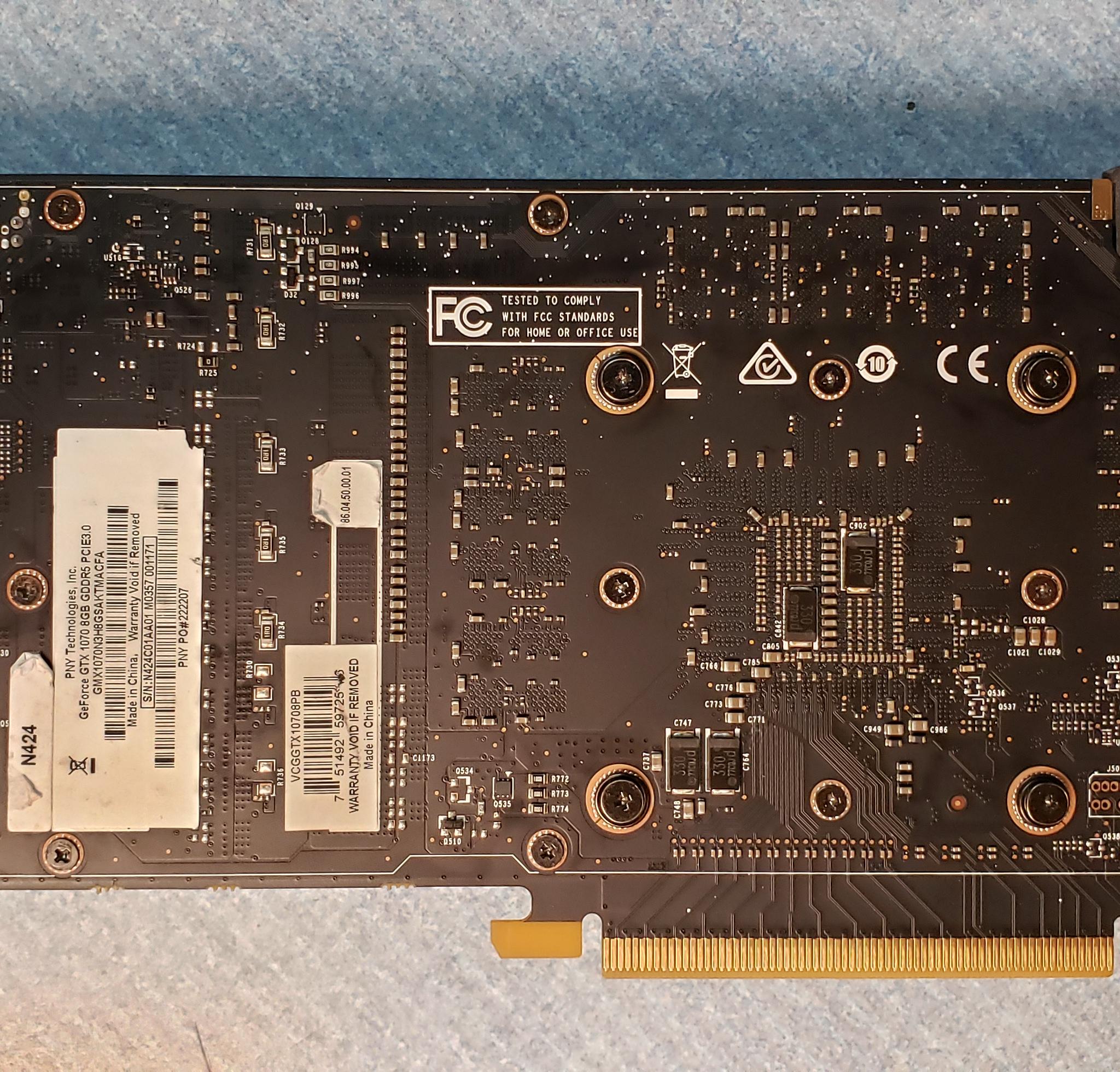 PNY GTX 1070 graphics card.
