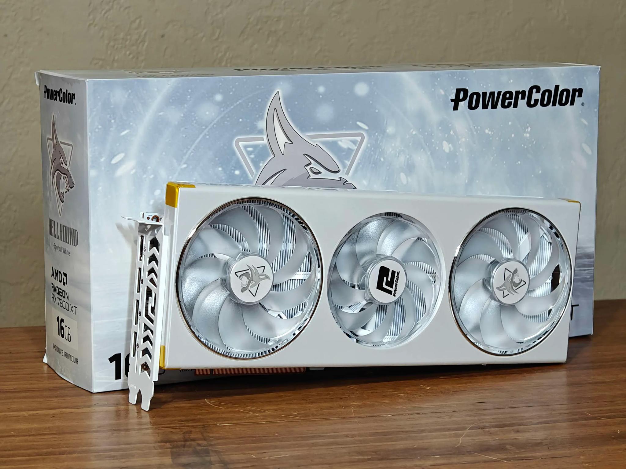 AMD Radeon RX 7800 XT 16GB PowerColor Hellhound Spectral White Graphics Card GPU GDDR6 Tripple Fan