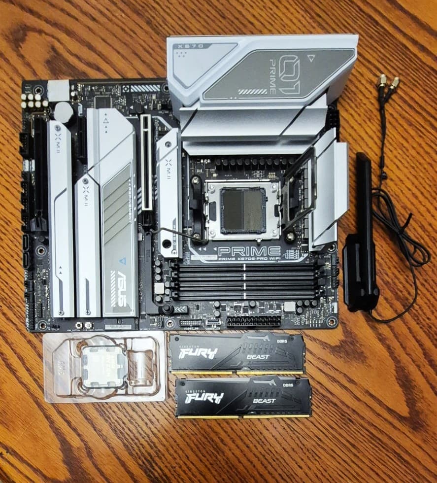 Bundle ASUS PRIME X670E-PRO WIFI AM5 Motherboard, 32GB Kingston Fury DDR5 RAM, Ryzen 9 7950X CPU