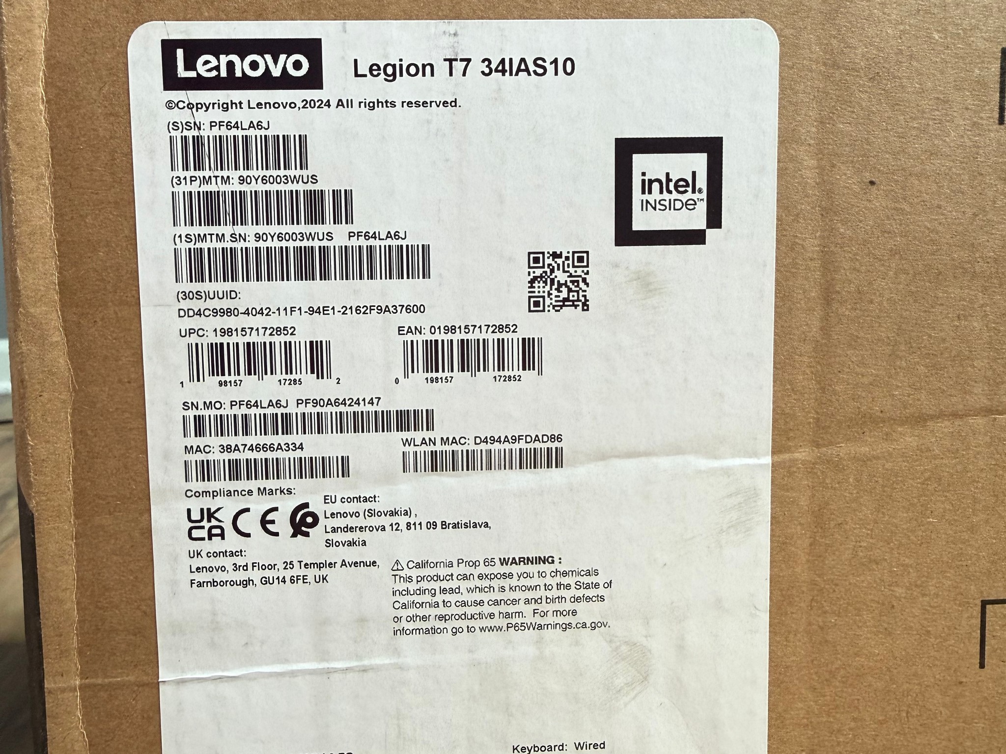 Lenovo Legion 7i Tower, RTX 5080, Intel ultra 9