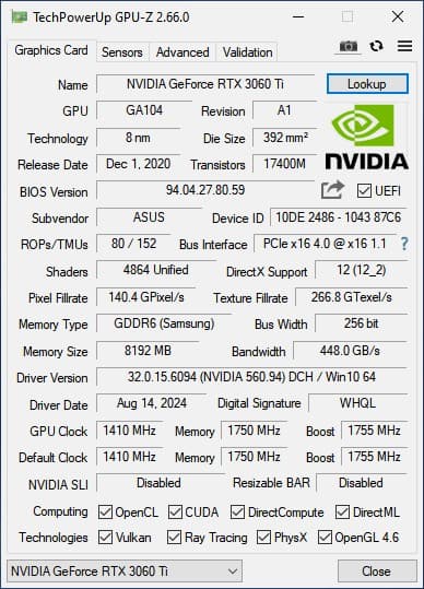 Nvidia RTX 3060 Ti - ASUS TUF GAMING OC - Excellent Condition