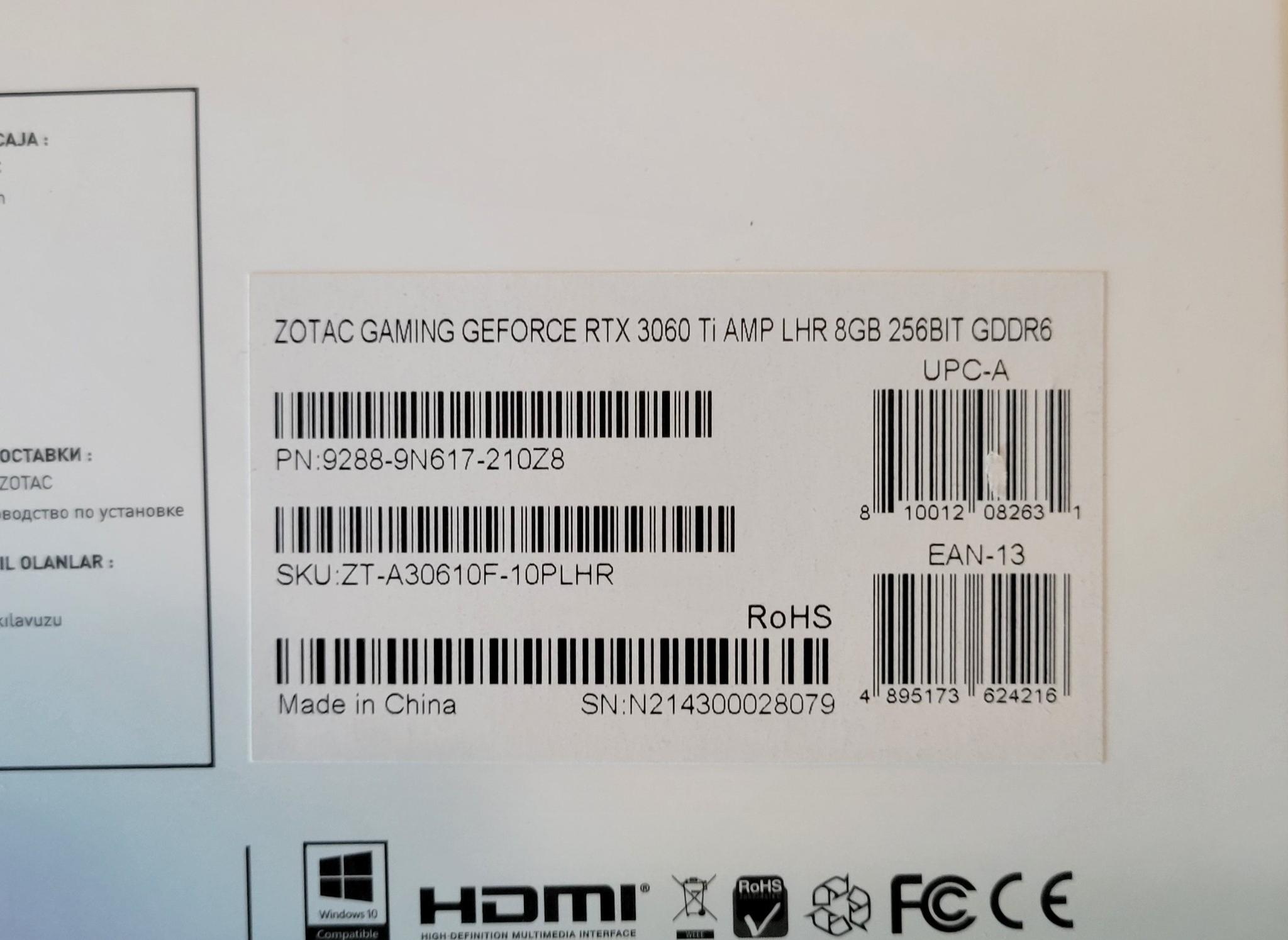 Zotac RTX 3060Ti AMP White Edition Graphics Card