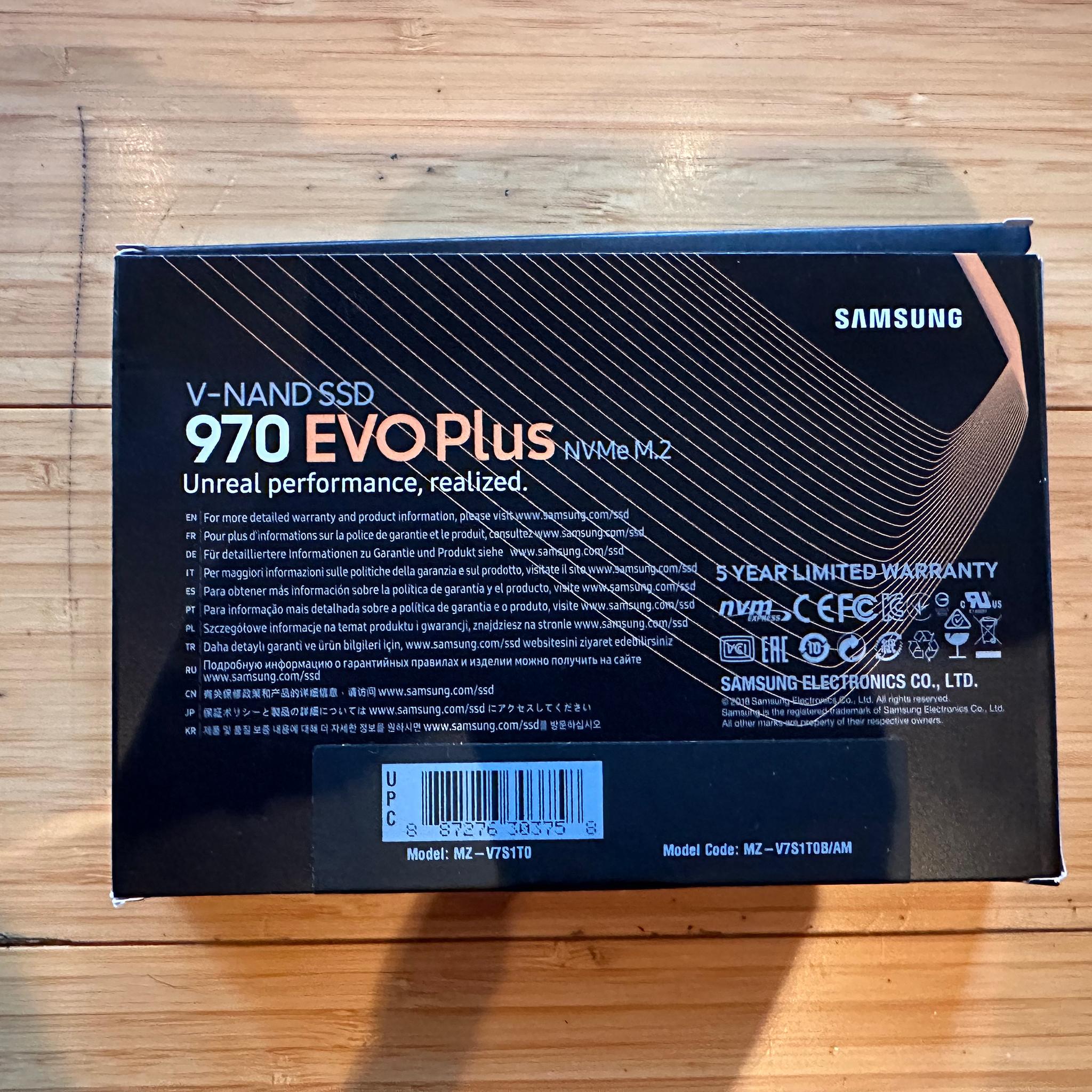 Samsung 970 EVO Plus NVMe M.2 SSD, 1 TB (Lightly Used, In Box, Model MZ-V7S1T0)
