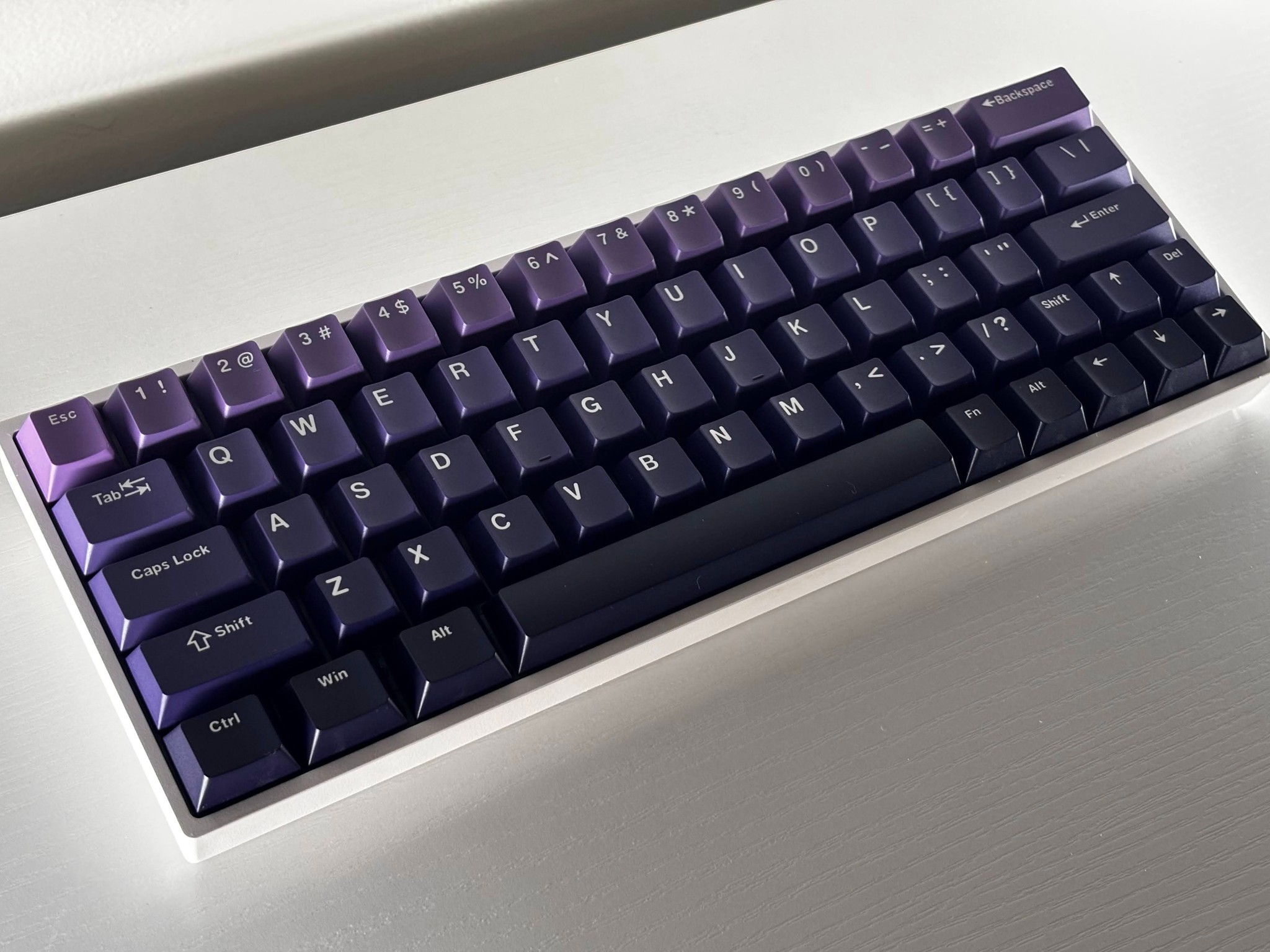 Quality RGB Custom Keyboard - Gateron Milky Yellow + Extras - Purple Hue Keycaps & Coiled Wire