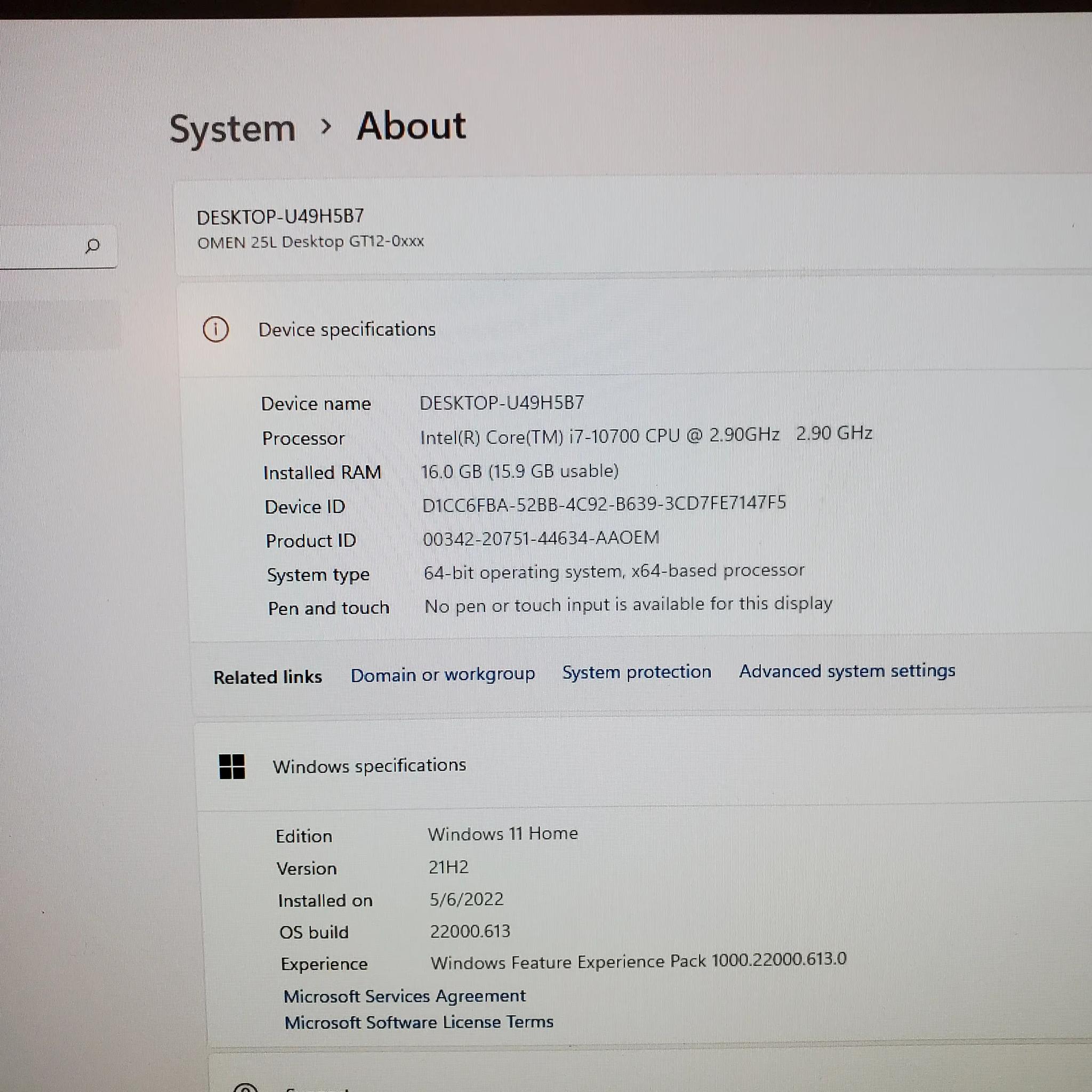 HP Omen 25L Gaming Computer RTX 2060 GPU