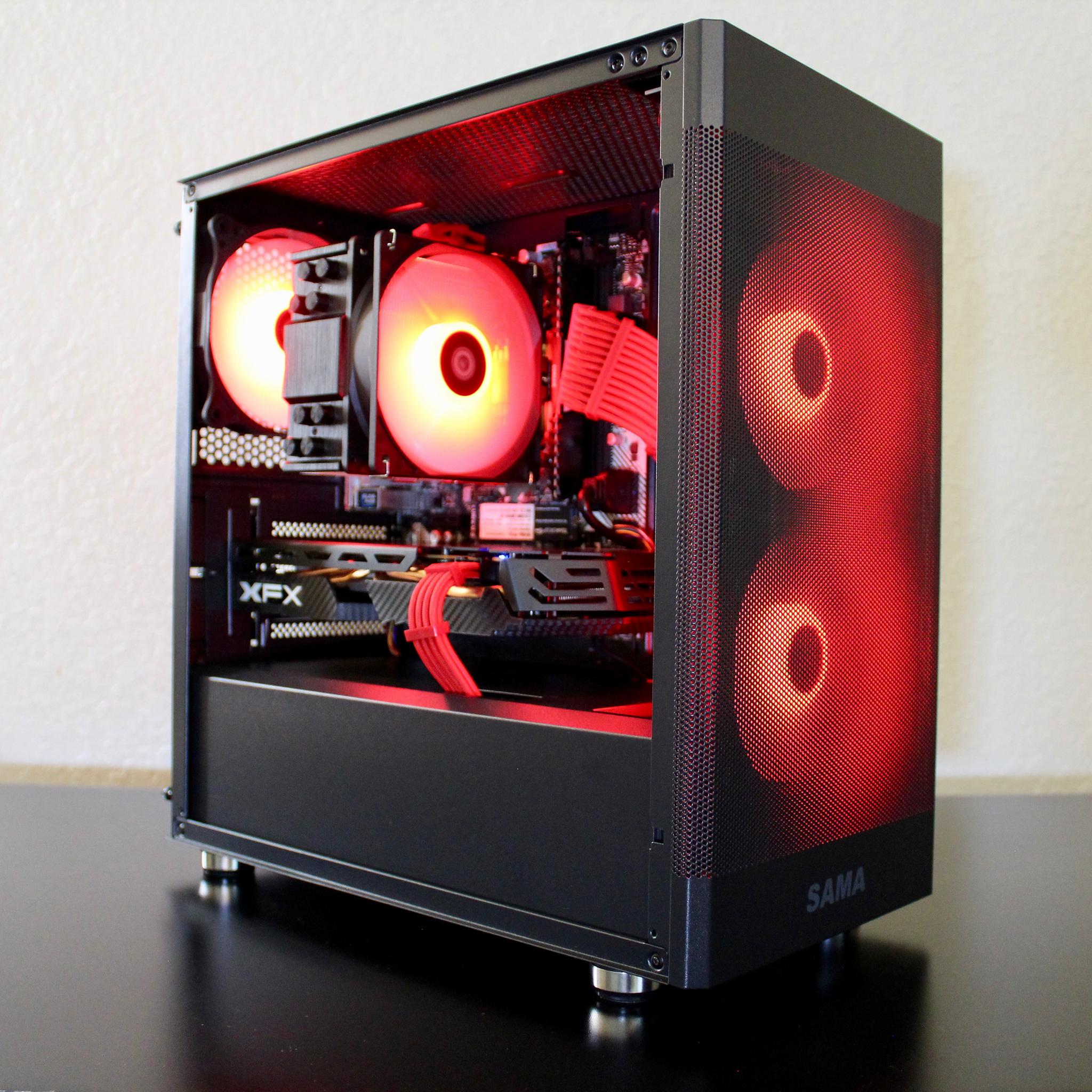 Dark Crimson! Awesome Gaming PC | Ryzen 5 2600 | XFX 580 8GB | 16GB DDR4 | 512GB M.2 | W11 + WiFi |