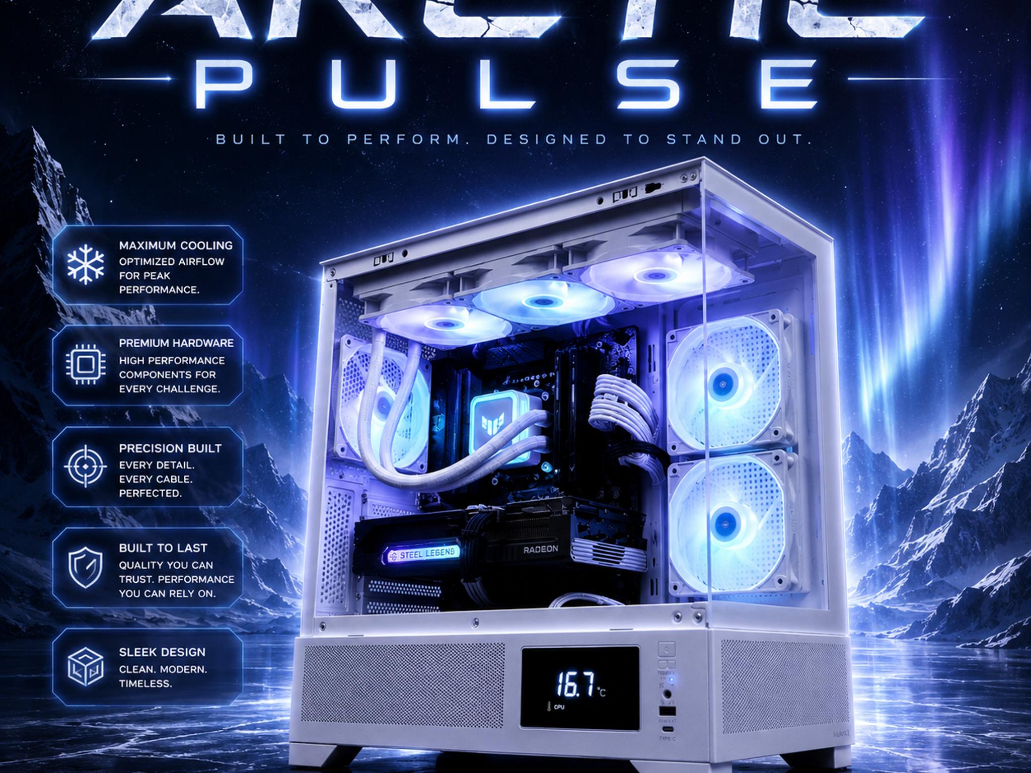 ❄️"Artic Pulse"❄️| 1440p/4k Gaming | 9070 XT 16gb| R7 7800x3D | 32GB DDR5 | 2tb SSD | WiFi