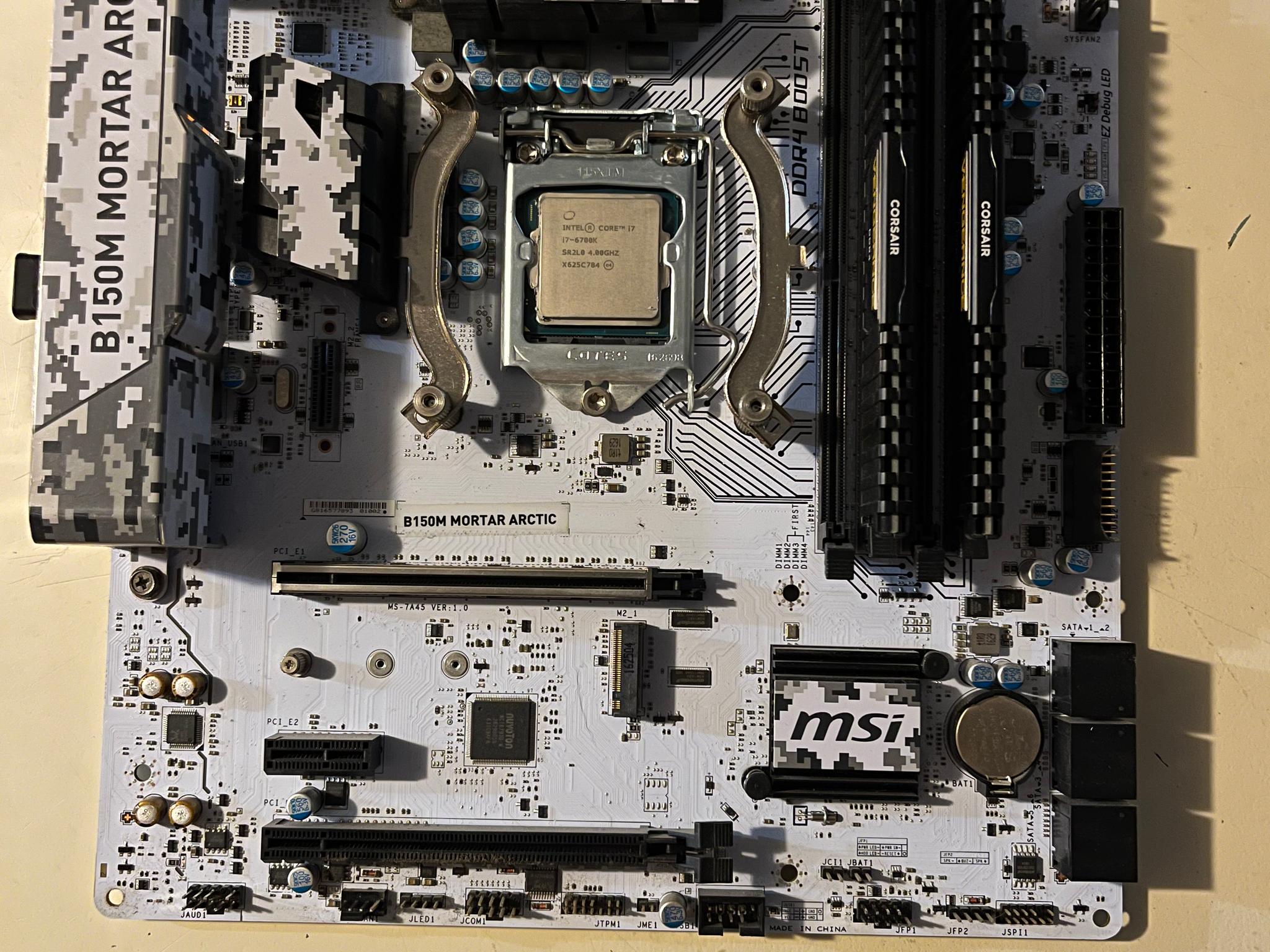 Motherboard CPU RAM Combo, MSI B150M Mortar Arctic i7-6700K 16GB DDR4 Hyper T4 Bluetooth WiFi Bundle