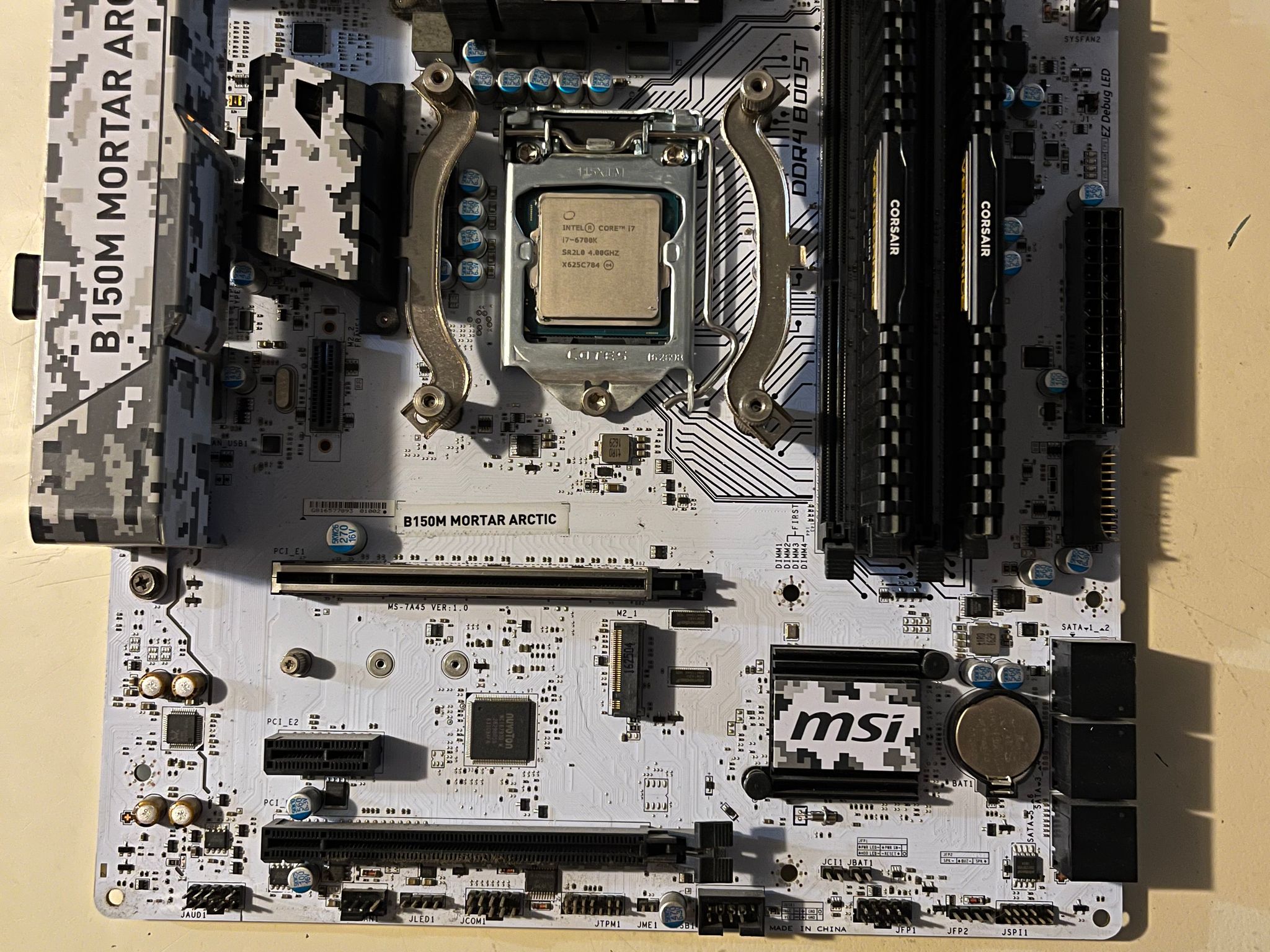Motherboard CPU RAM Combo, MSI B150M Mortar Arctic i7-6700K 16GB DDR4 Hyper T4 Bluetooth WiFi Bundle