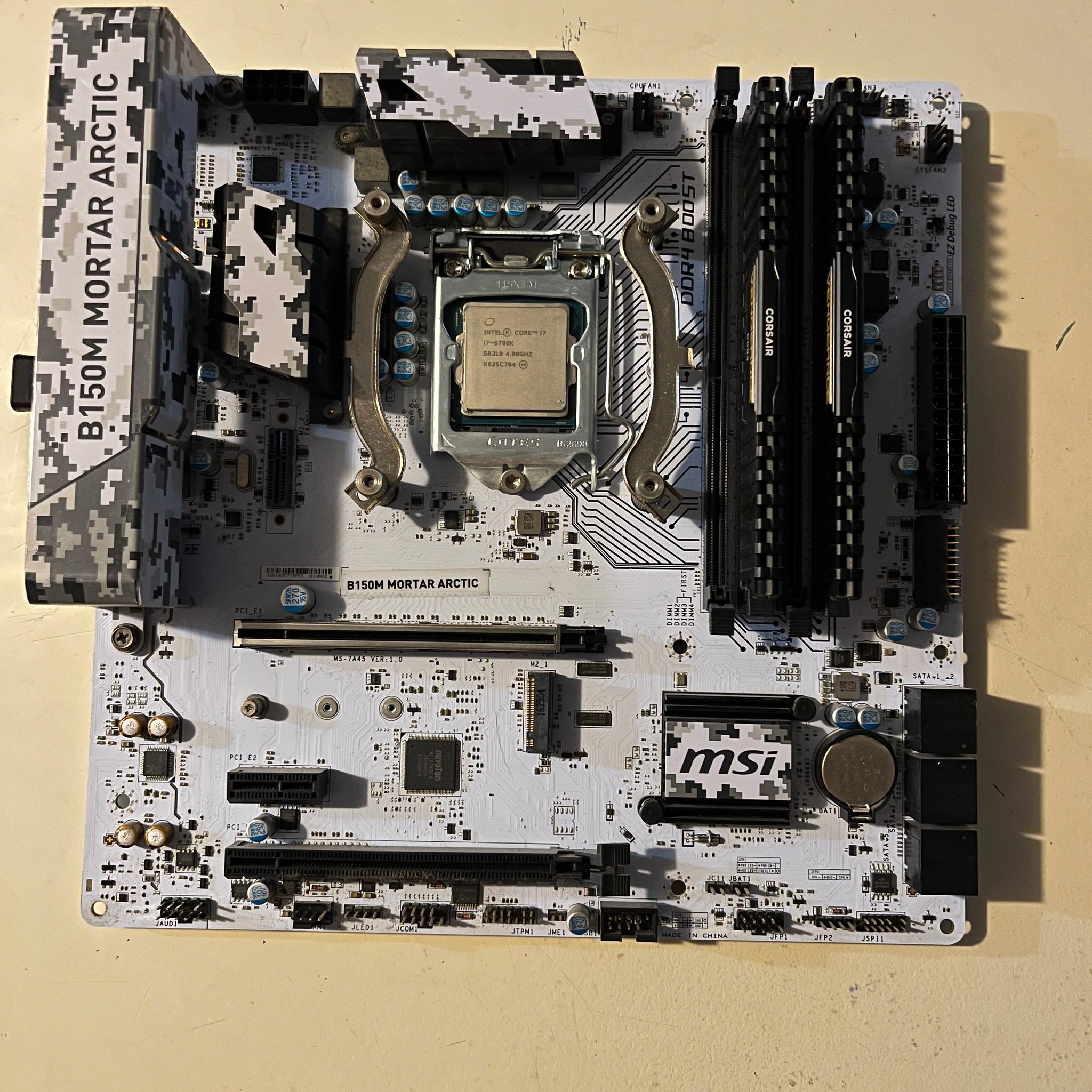 Motherboard CPU RAM Combo, MSI B150M Mortar Arctic i7-6700K 16GB DDR4 Hyper T4 Bluetooth WiFi Bundle