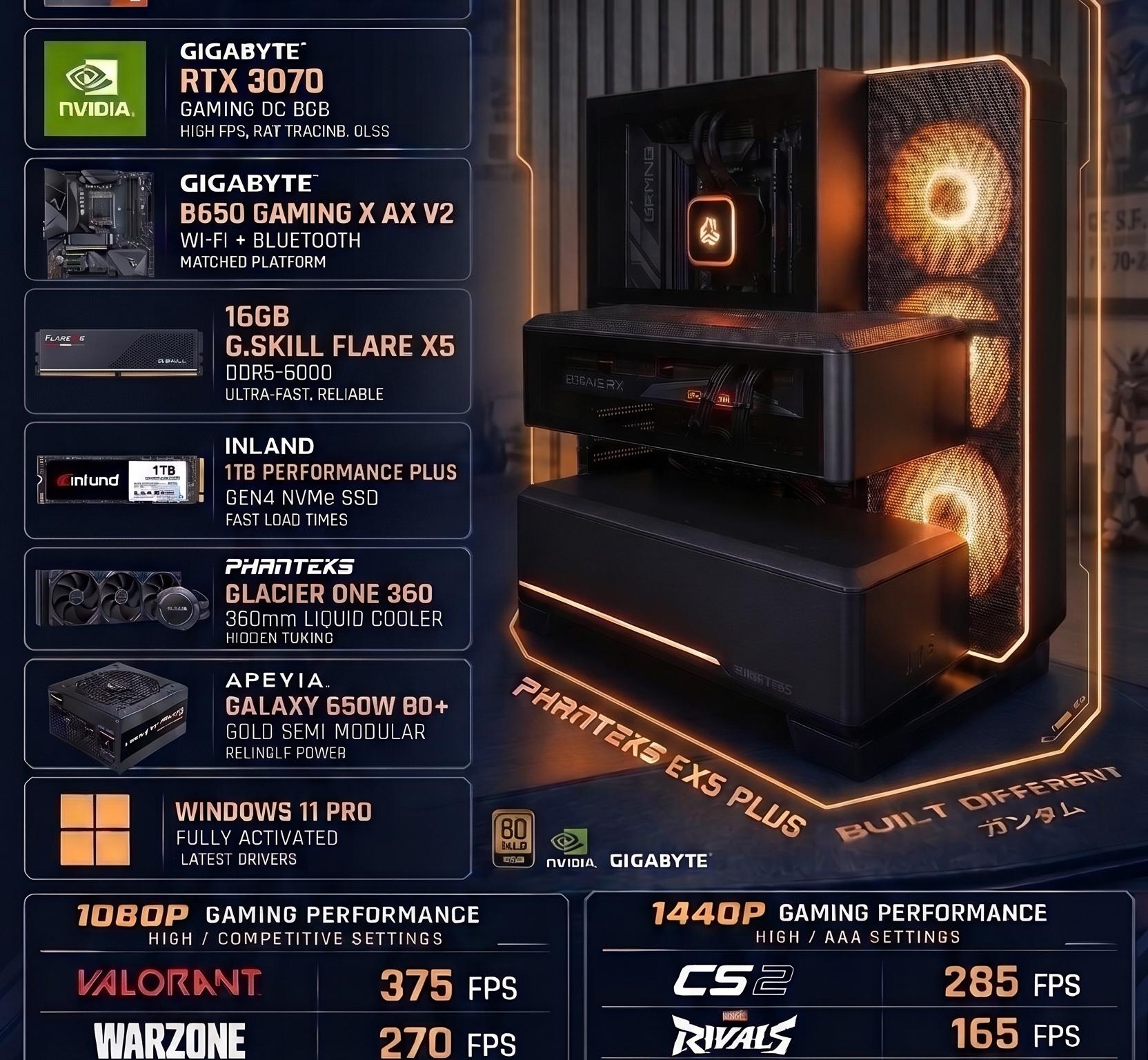NEW Ryzen 5 7600X3D Custom Gaming PC - RTX 3070, 16GB RAM DDR5, 1TB NVMe SSD