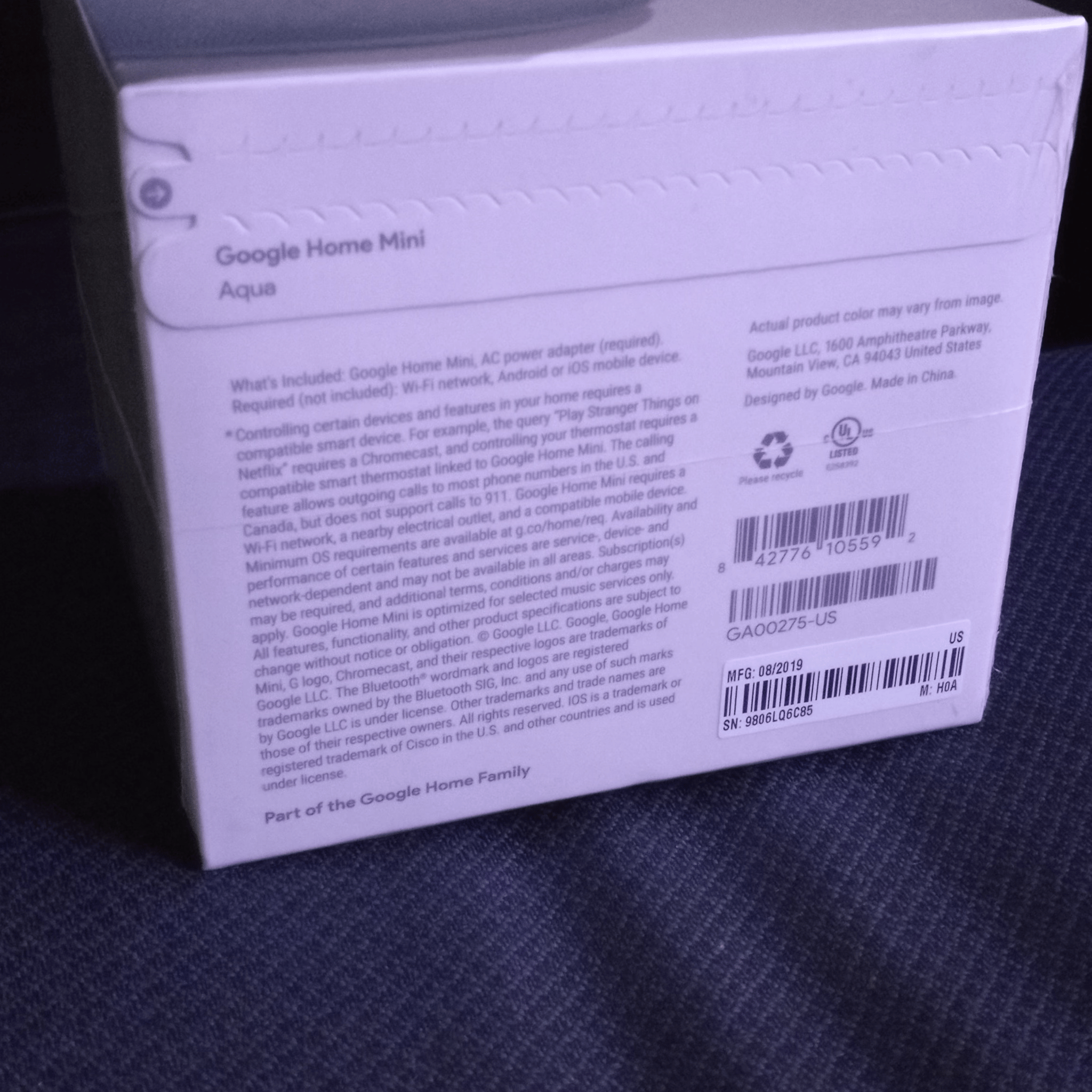 Google Home Mini (Aqua, 1st Gen)