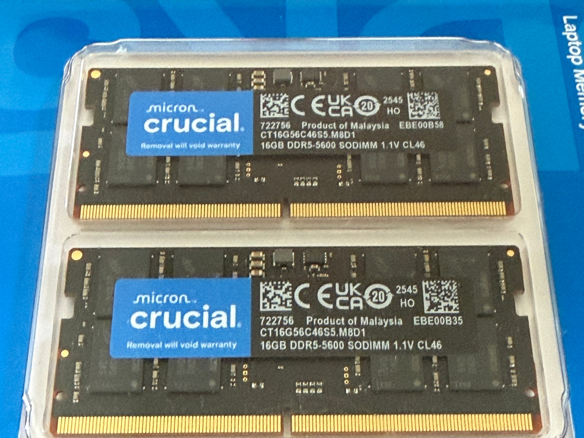 UNOPENED** Crucial 32GB Kit (2x16GB) DDR5 5600MT/s Laptop Memory