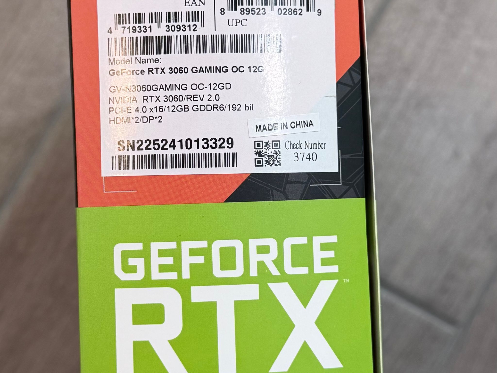 Gigabyte GAMING OC Rev 2.0 GeForce RTX 3060 12GB