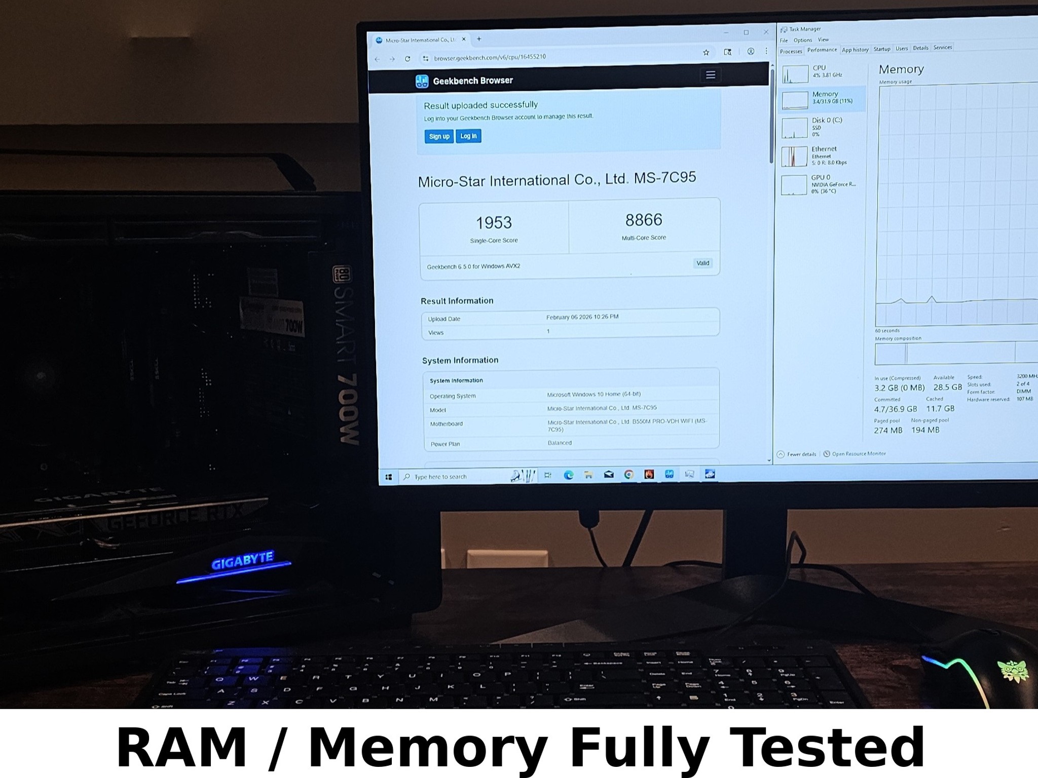 32GB DDR4 (2x16GB) 3200MT/s CL16 G.SKILL RIPJAWS V Series