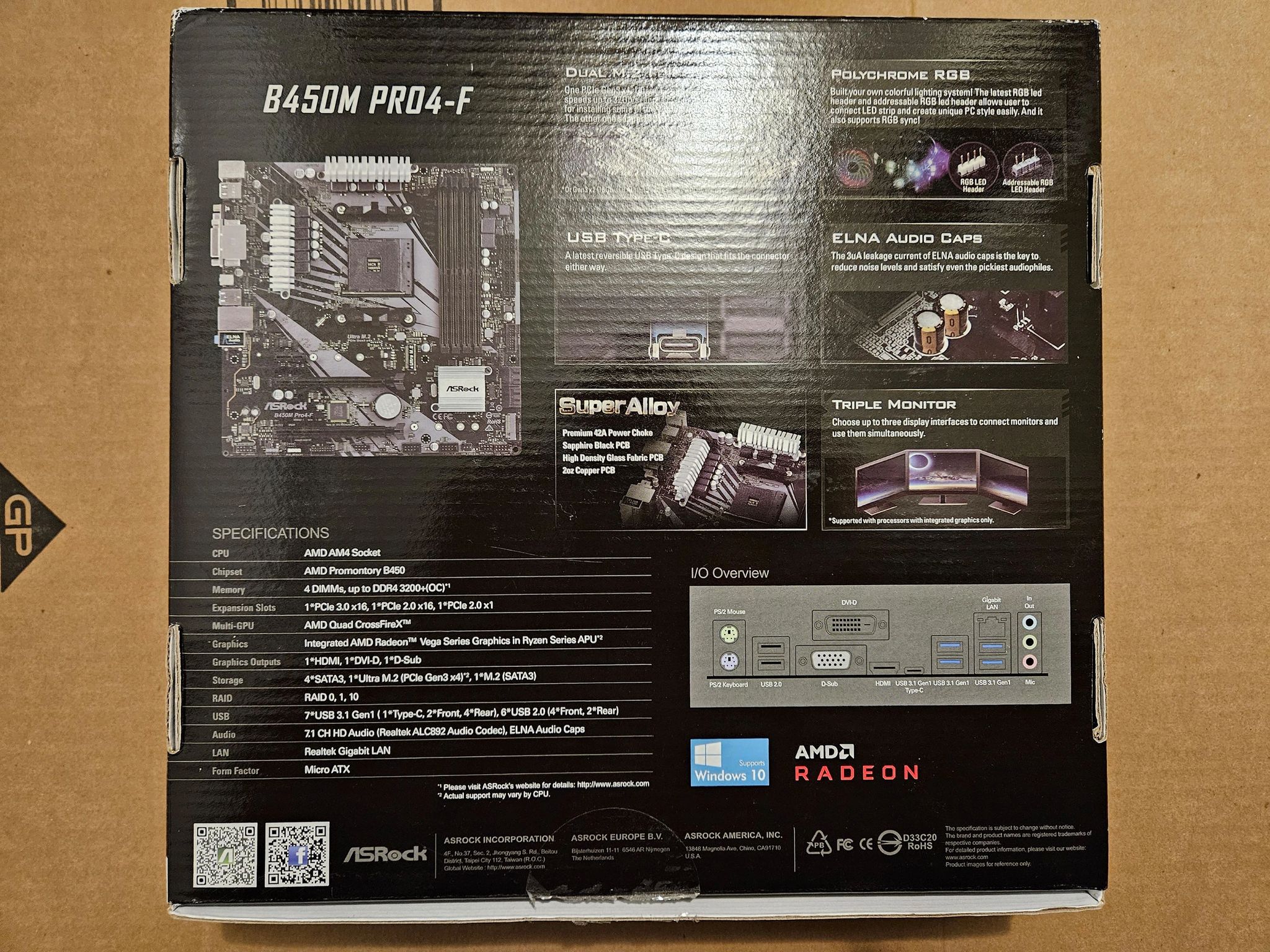 ASRock B450M PRO4-F Socket AM4 - Used