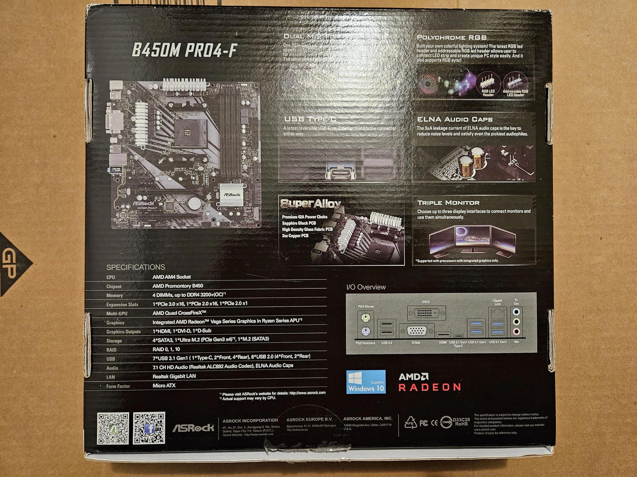 ASRock B450M PRO4-F Socket AM4 - Used
