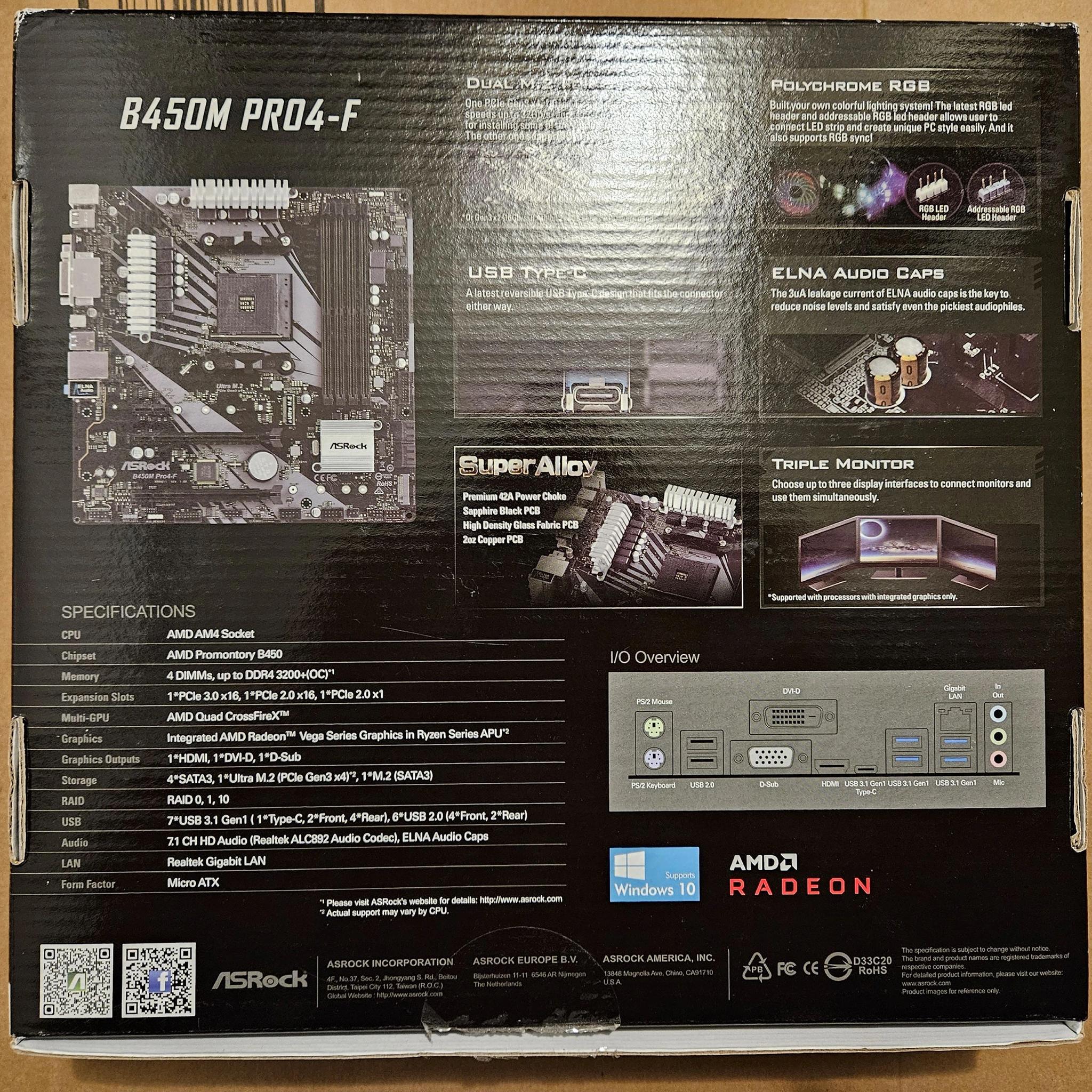 ASRock B450M PRO4-F Socket AM4 - Used