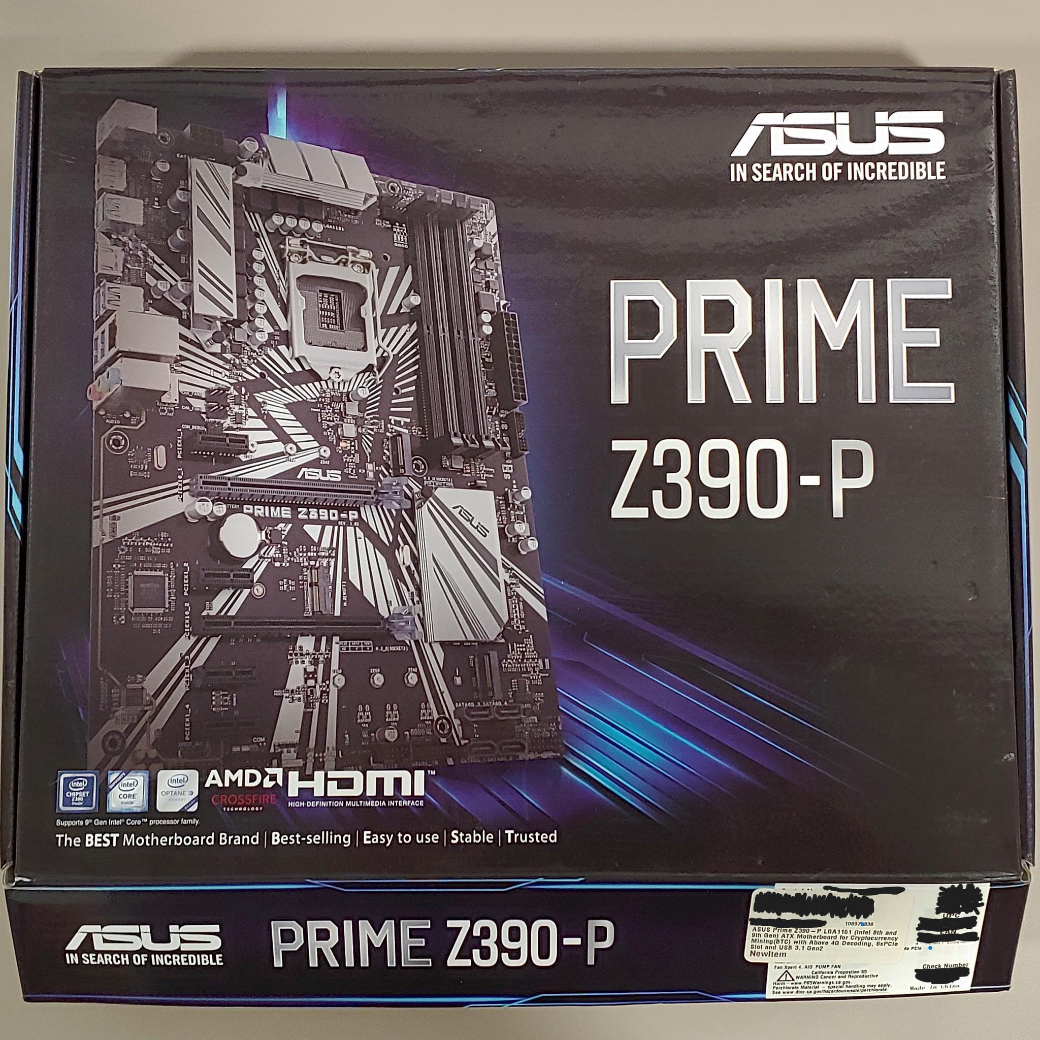 ASUS PRIME Z390-P + Celeron G4930 + 8GB DDR4-2400 – Tested – Box & Accessories