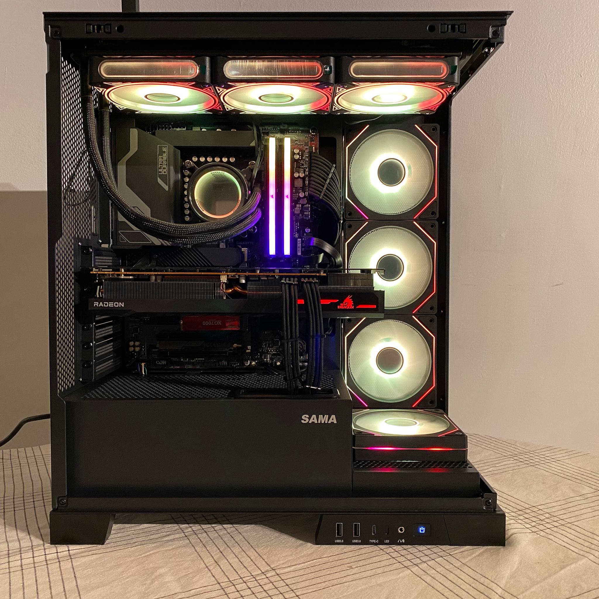 Hematite V 13600K 6800 XT 2TB NVME 32GB DDR5 Liquid Cooled Gaming,Streaming, Editing PC