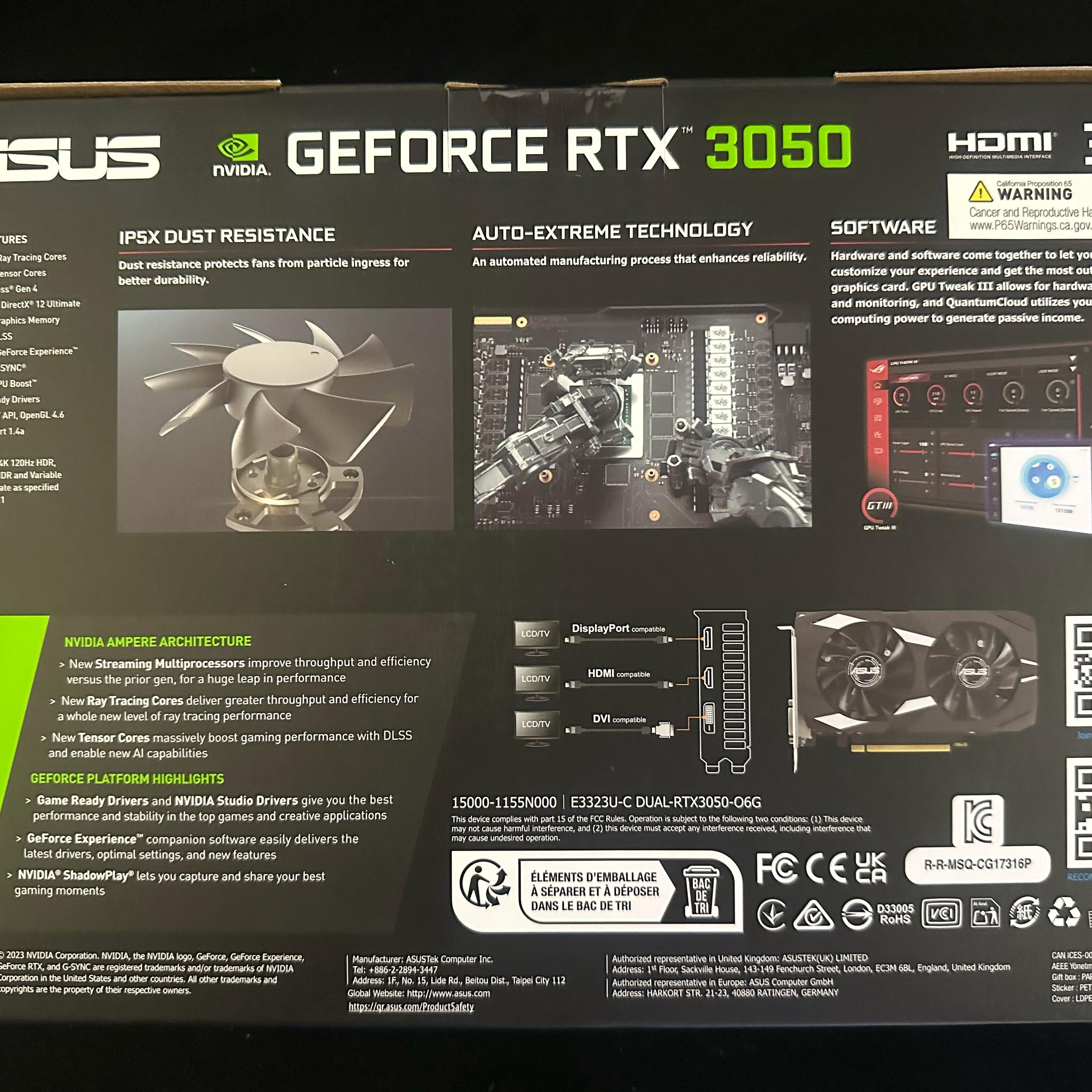 Asus DUAL GeForce RTX 3050 6GB