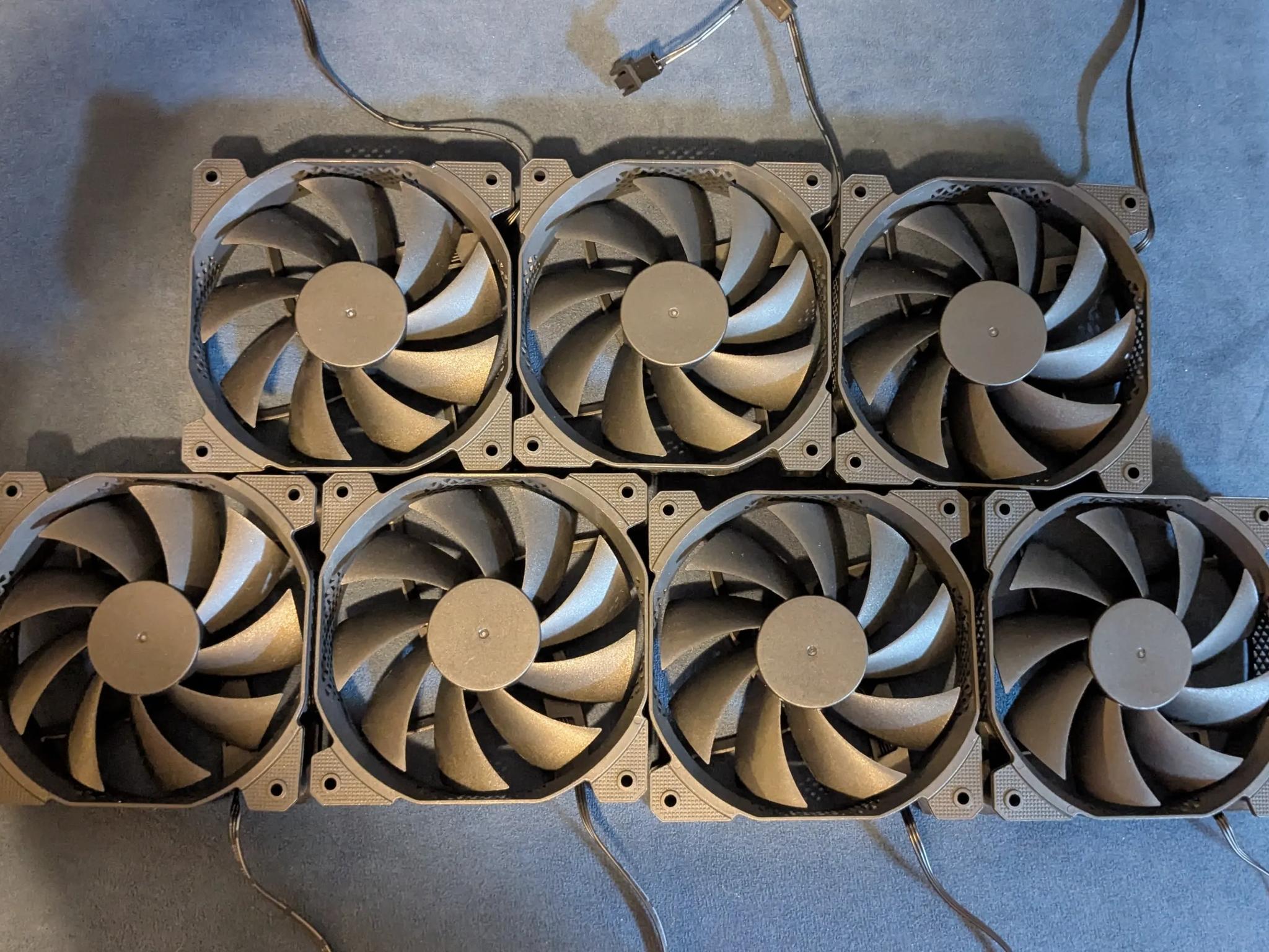7x Morovol 120mm Case Fans – All Black, Non-RGB – Brand New