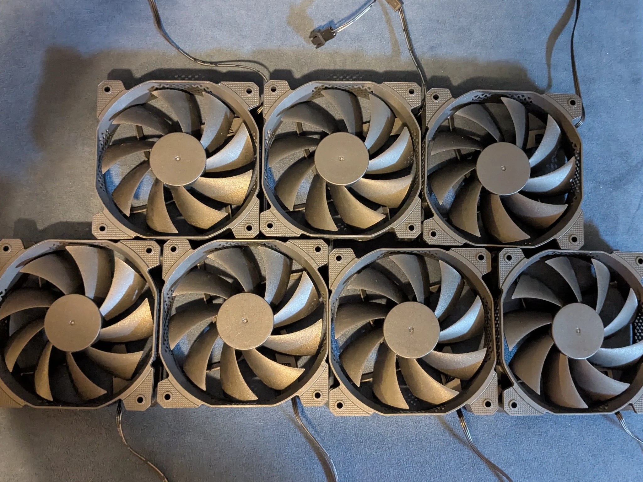 7x Morovol 120mm Case Fans – All Black, Non-RGB – Brand New