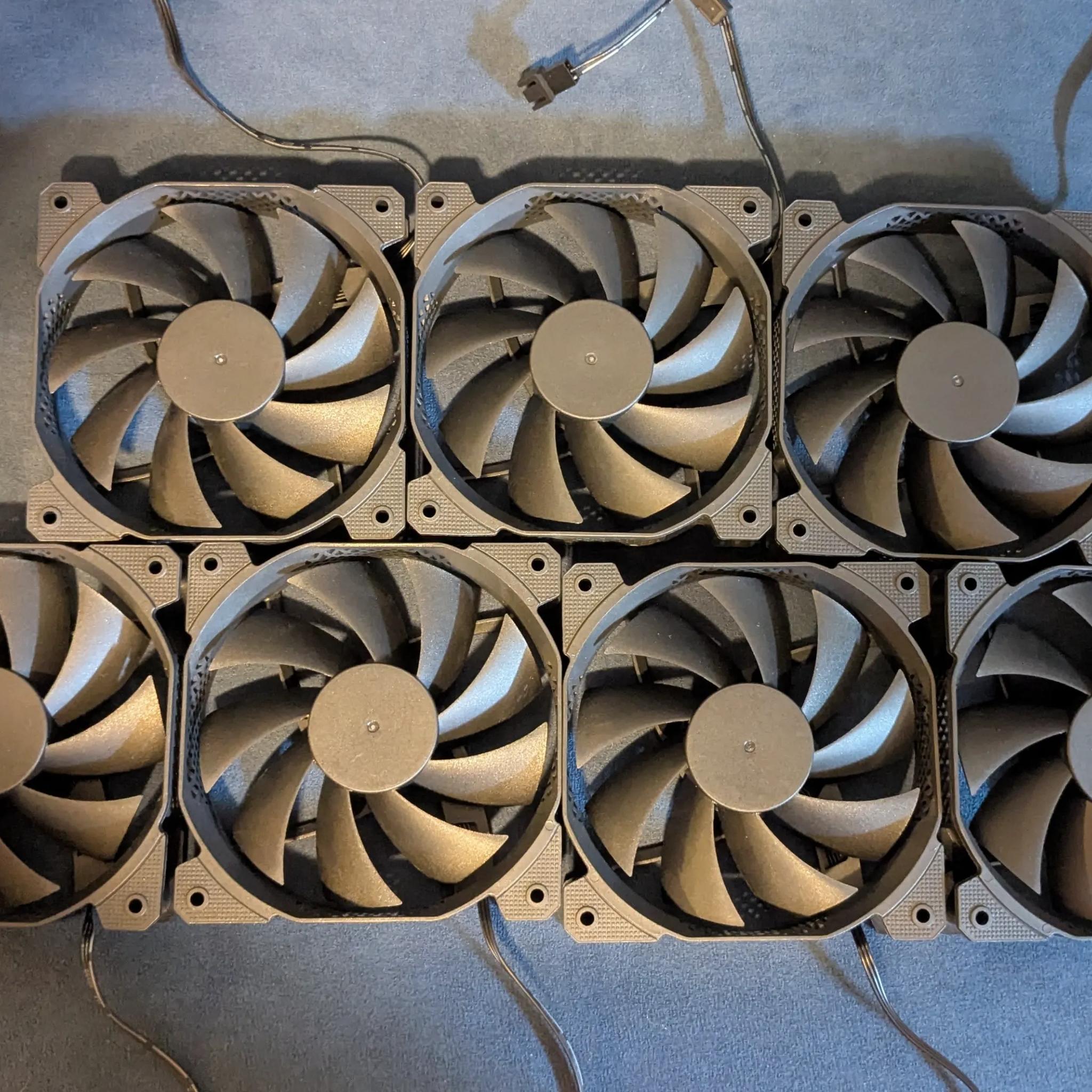 7x Morovol 120mm Case Fans – All Black, Non-RGB – Brand New