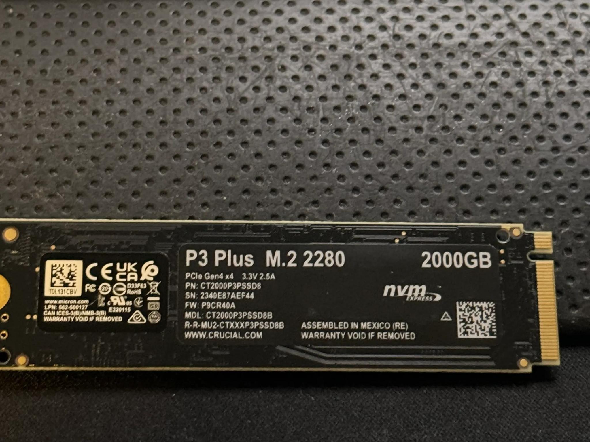 Crucial P3 Plus 2TB PCIe Gen4 3D NAND NVMe