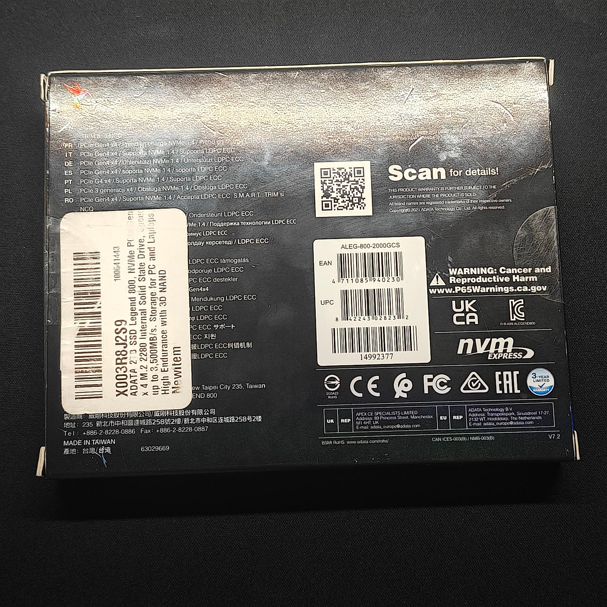 BNIB - 2TB gen4 NVME SSD - Adata Legend 800 M.2 2280