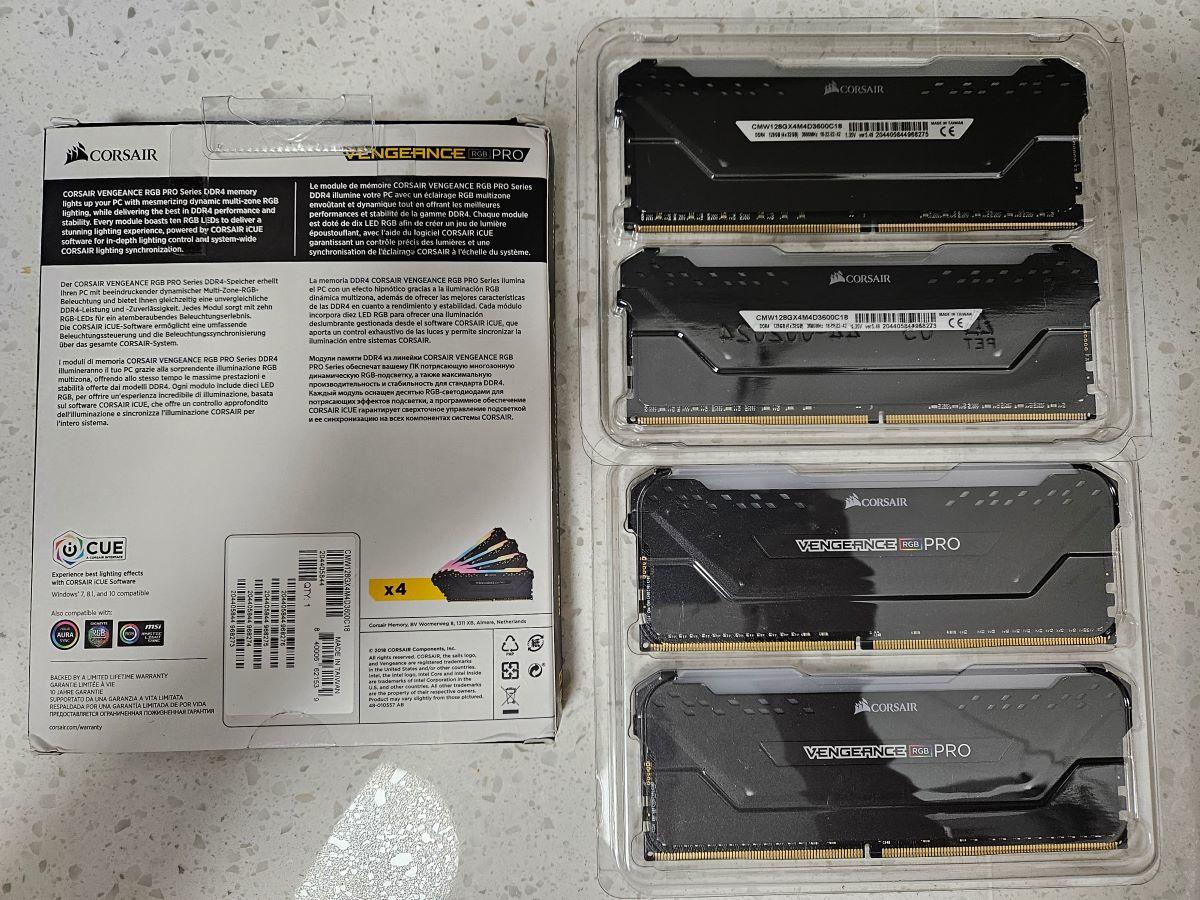 Corsair VENGEANCE RGB PRO 128GB (4x32GB) DDR4 3600 (PC4-28800) C18 Desktop memory - USED